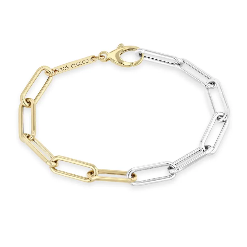 14k Two Tone Gold Large Paperclip Chain Bracelet sold by Zoe Chicco