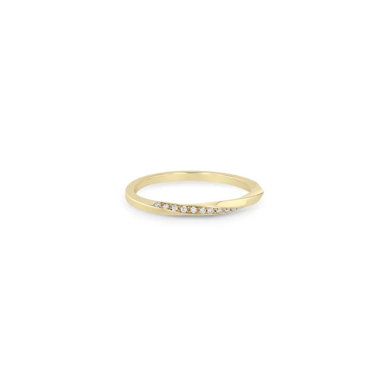 14k Pavé Diamond Twisted Square Band Ring sold by Zoe Chicco