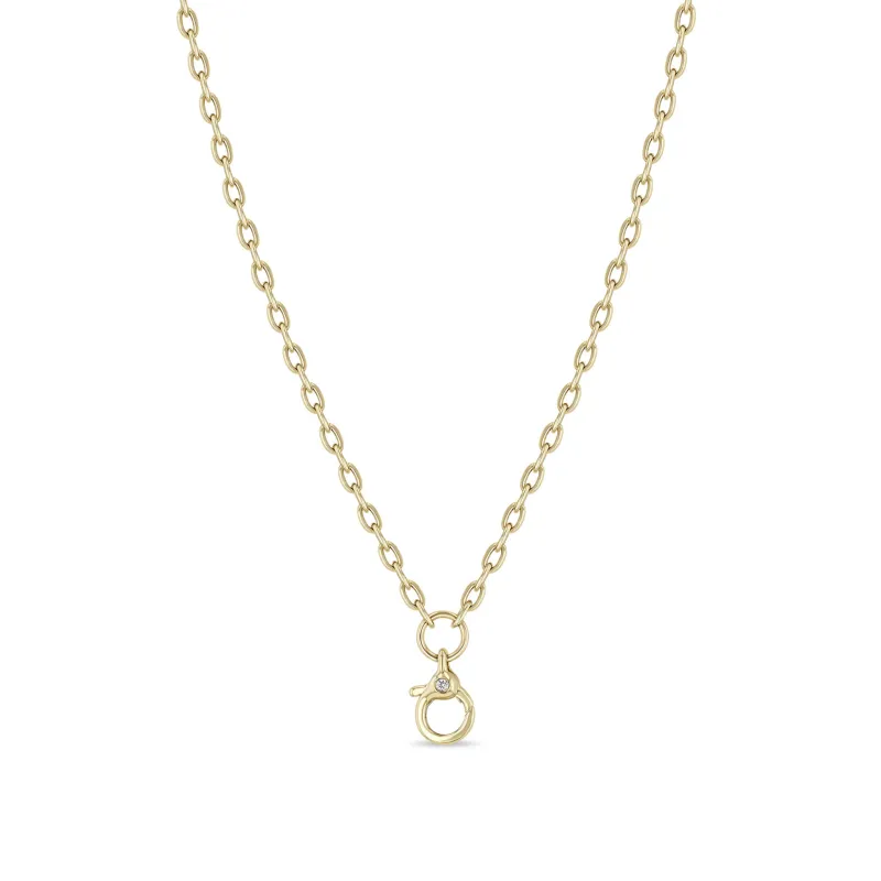 14k Diamond Clasp Drop Small Square Oval Chain Necklace sold by Zoe Chicco
