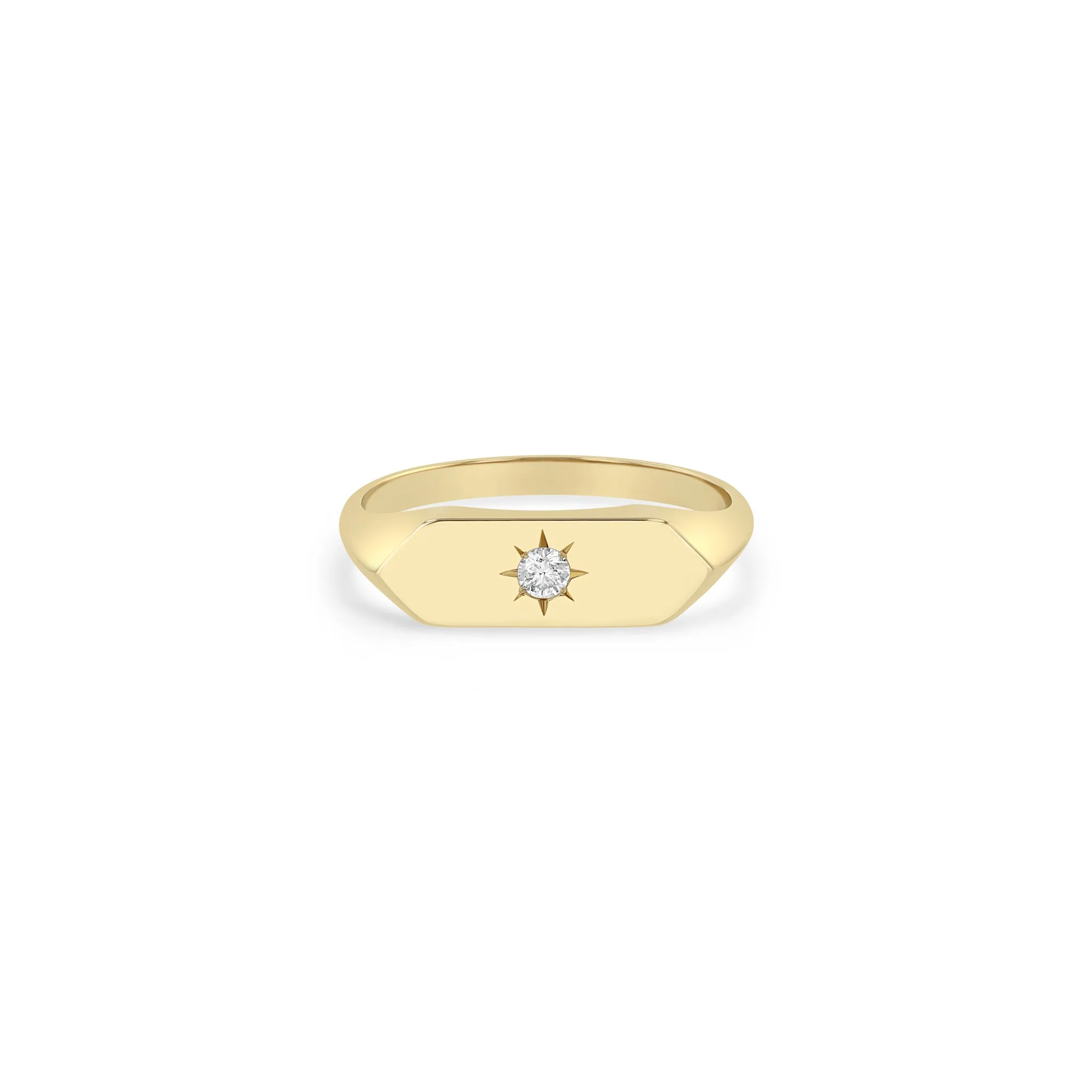 14k Star Set Diamond Elongated Hexagon Signet Ring sold by Zoe Chicco