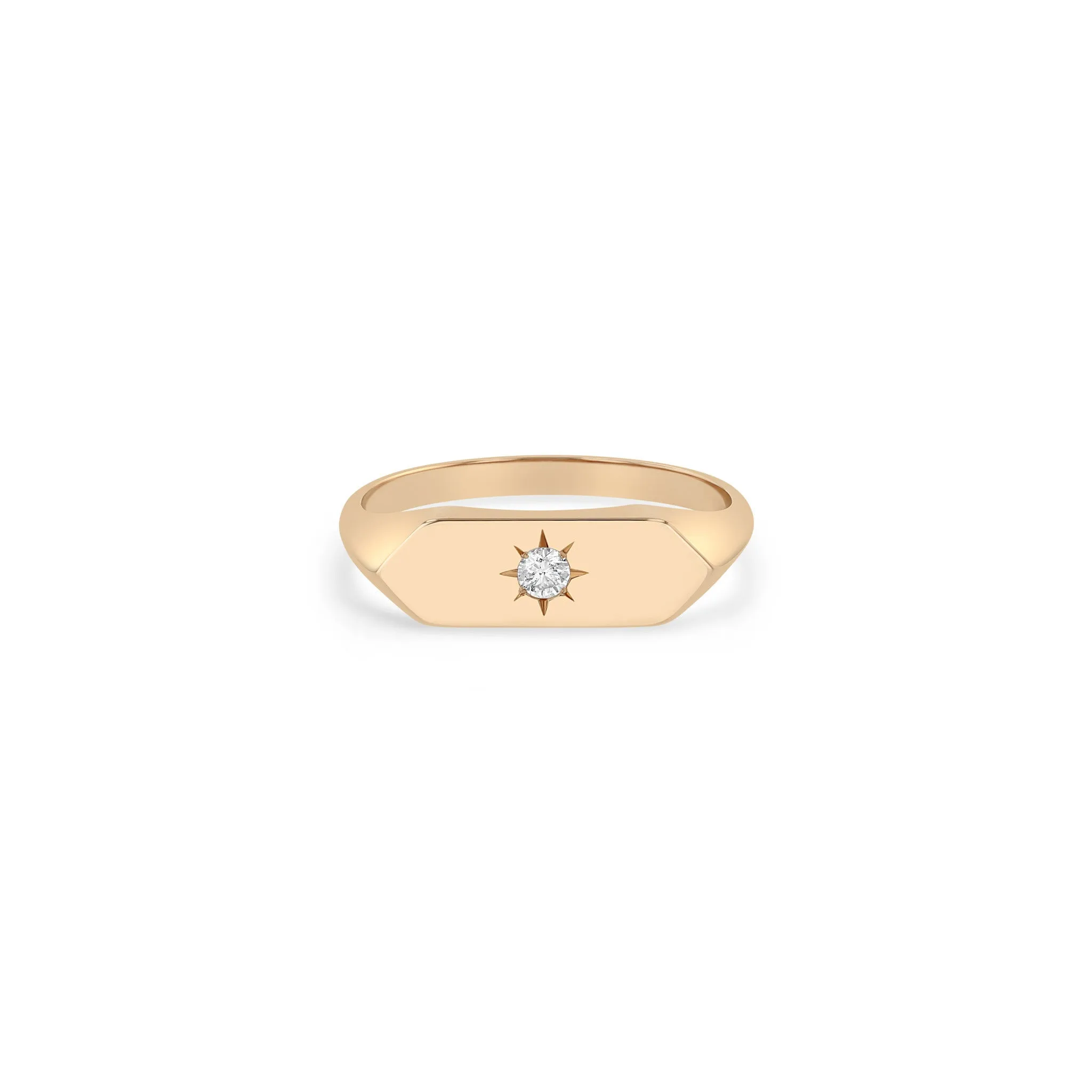 14k Star Set Diamond Elongated Hexagon Signet Ring sold by Zoe Chicco product image thumbnail 3