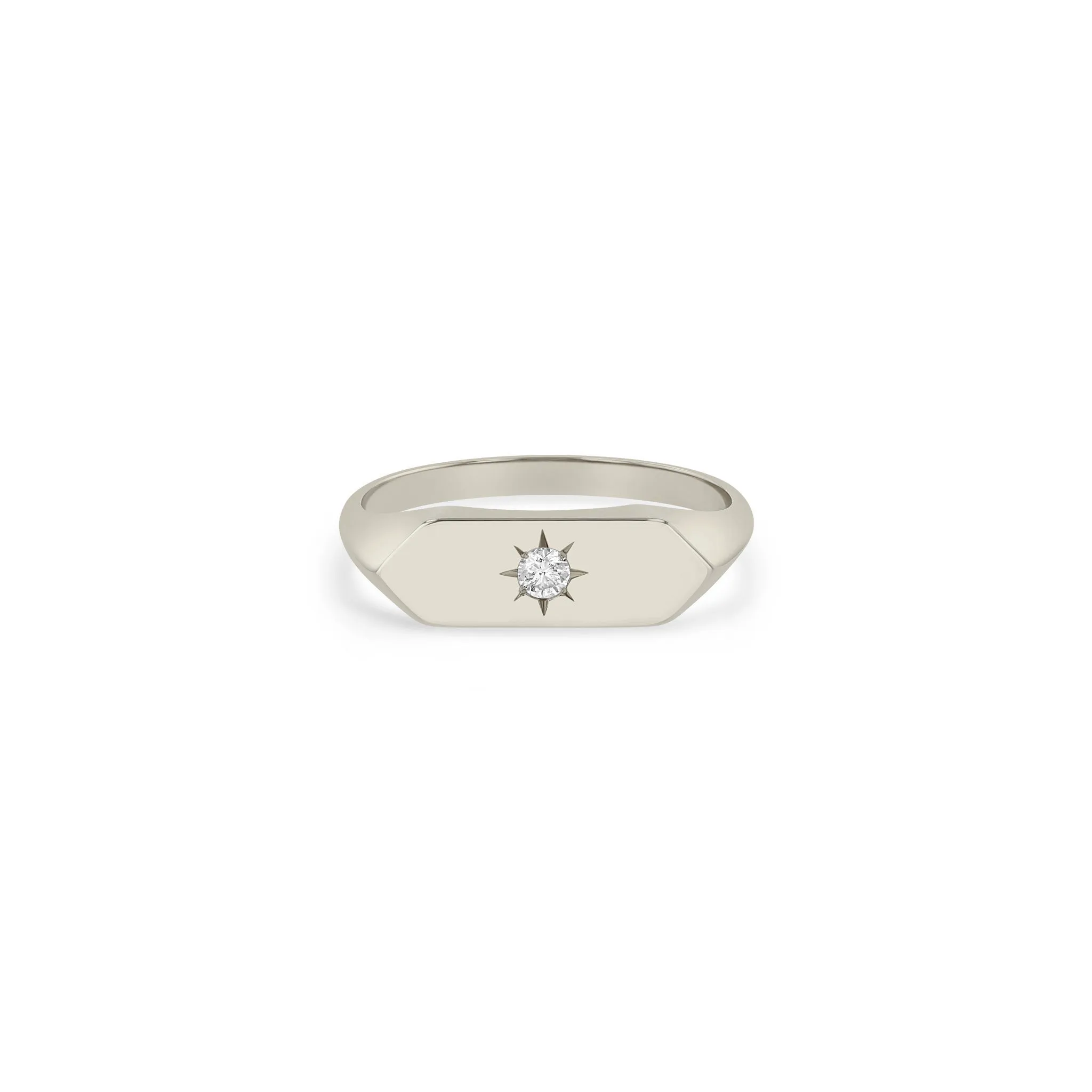 14k Star Set Diamond Elongated Hexagon Signet Ring sold by Zoe Chicco product image thumbnail 4