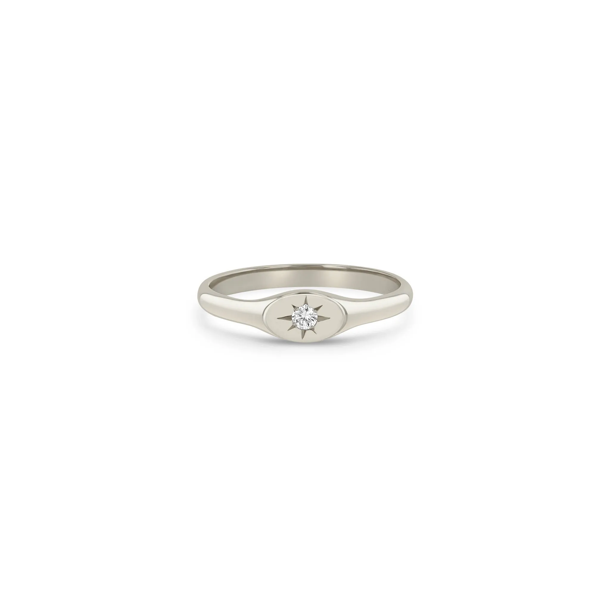 14k Star Set Diamond Oval Signet Ring sold by Zoe Chicco product image thumbnail 4
