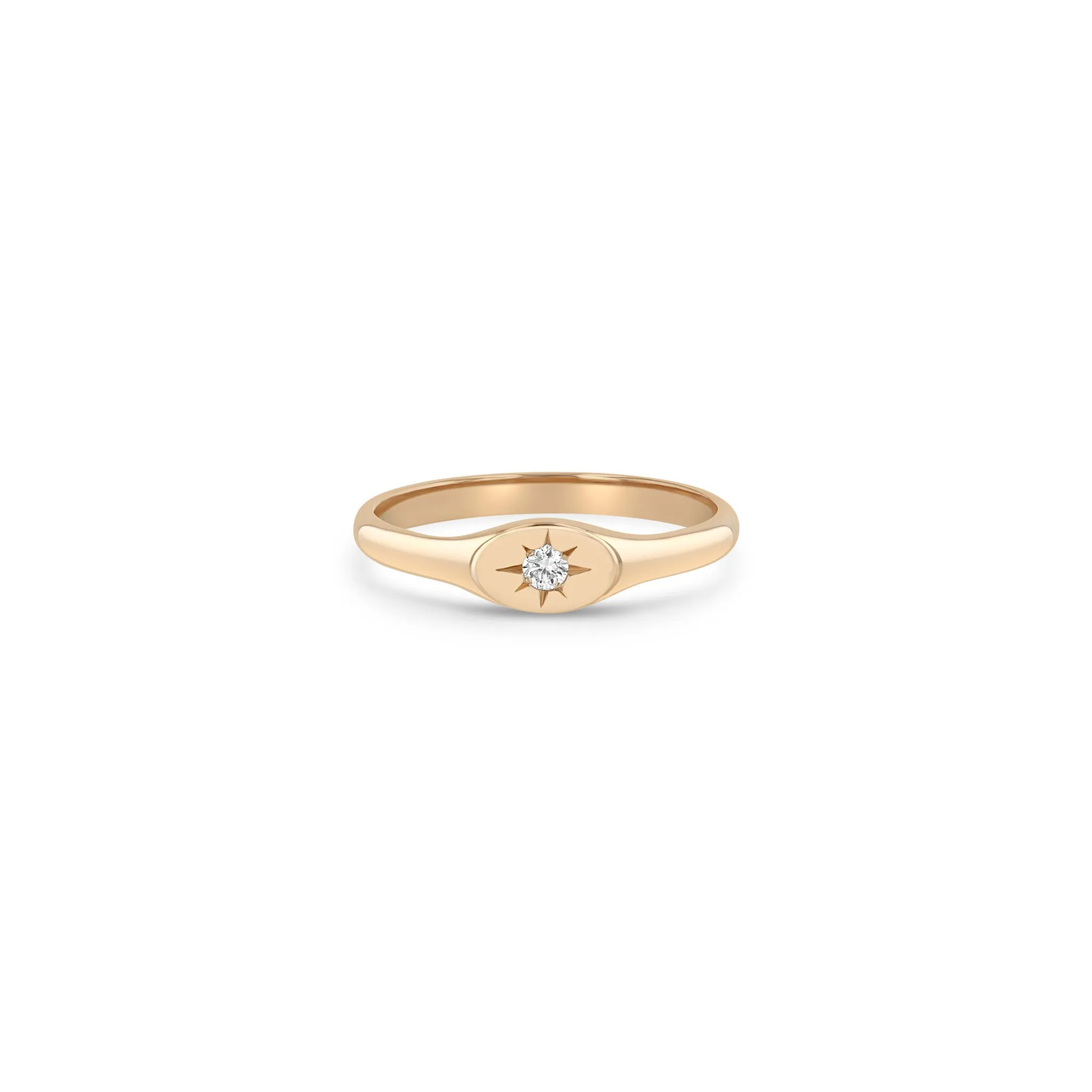 14k Star Set Diamond Oval Signet Ring sold by Zoe Chicco product image thumbnail 3