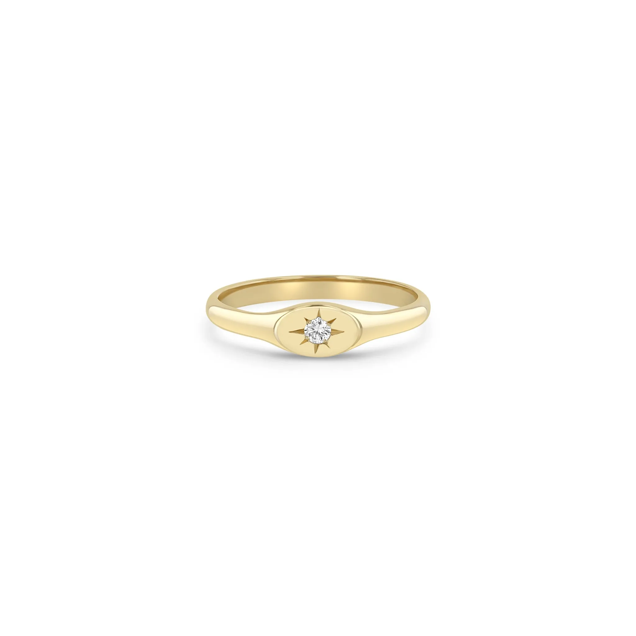 14k Star Set Diamond Oval Signet Ring sold by Zoe Chicco