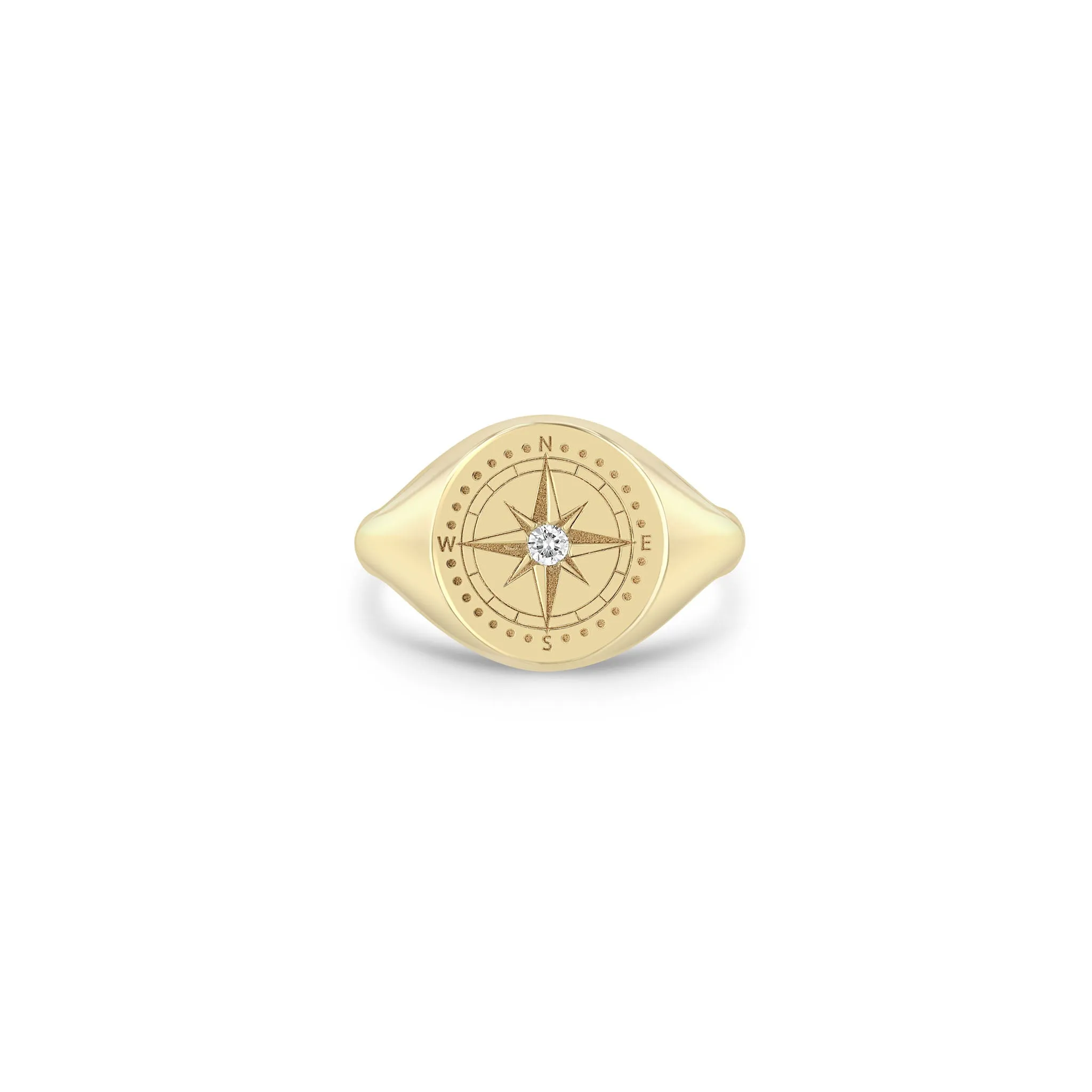 14k Diamond Compass Signet Ring sold by Zoe Chicco