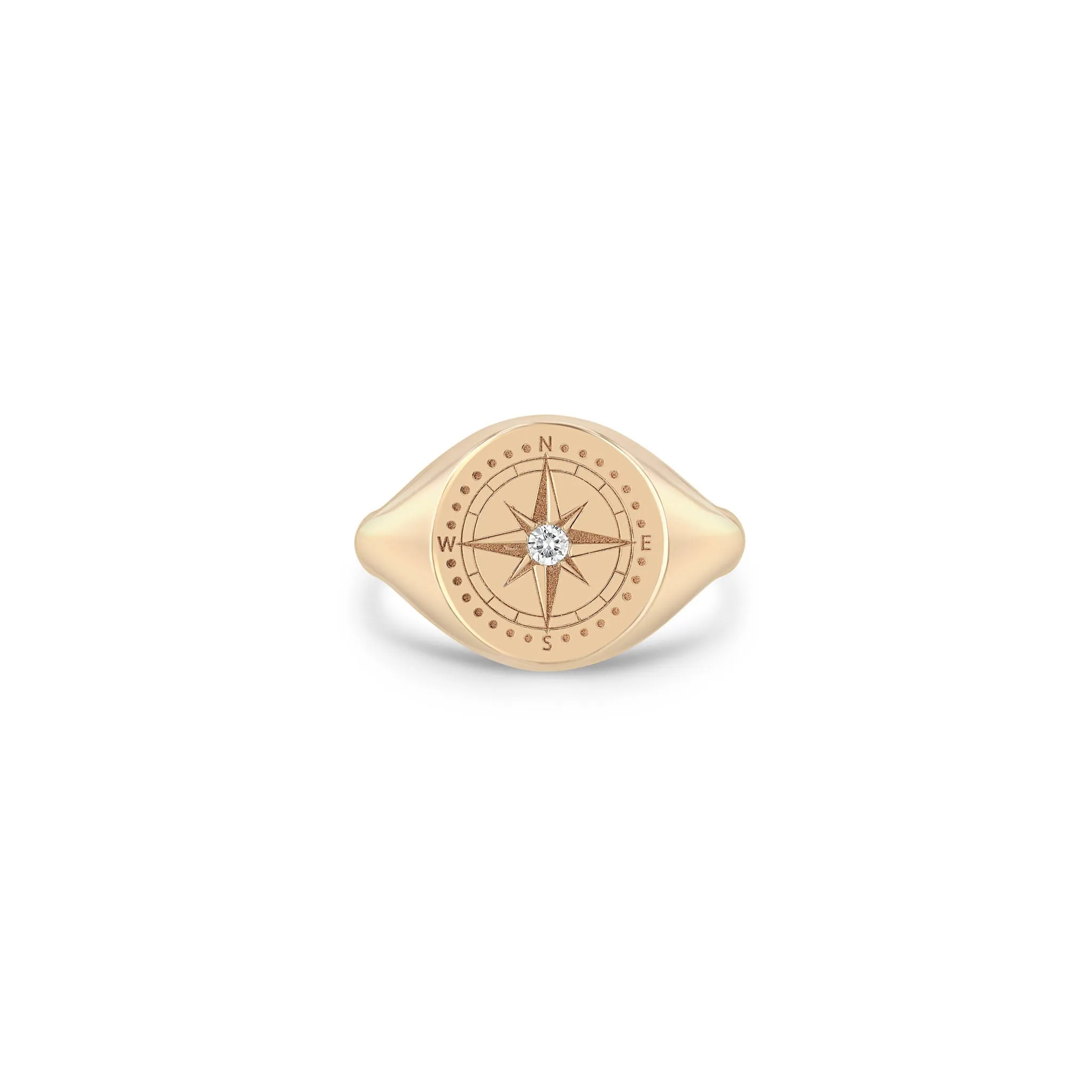 14k Diamond Compass Signet Ring sold by Zoe Chicco product image thumbnail 4