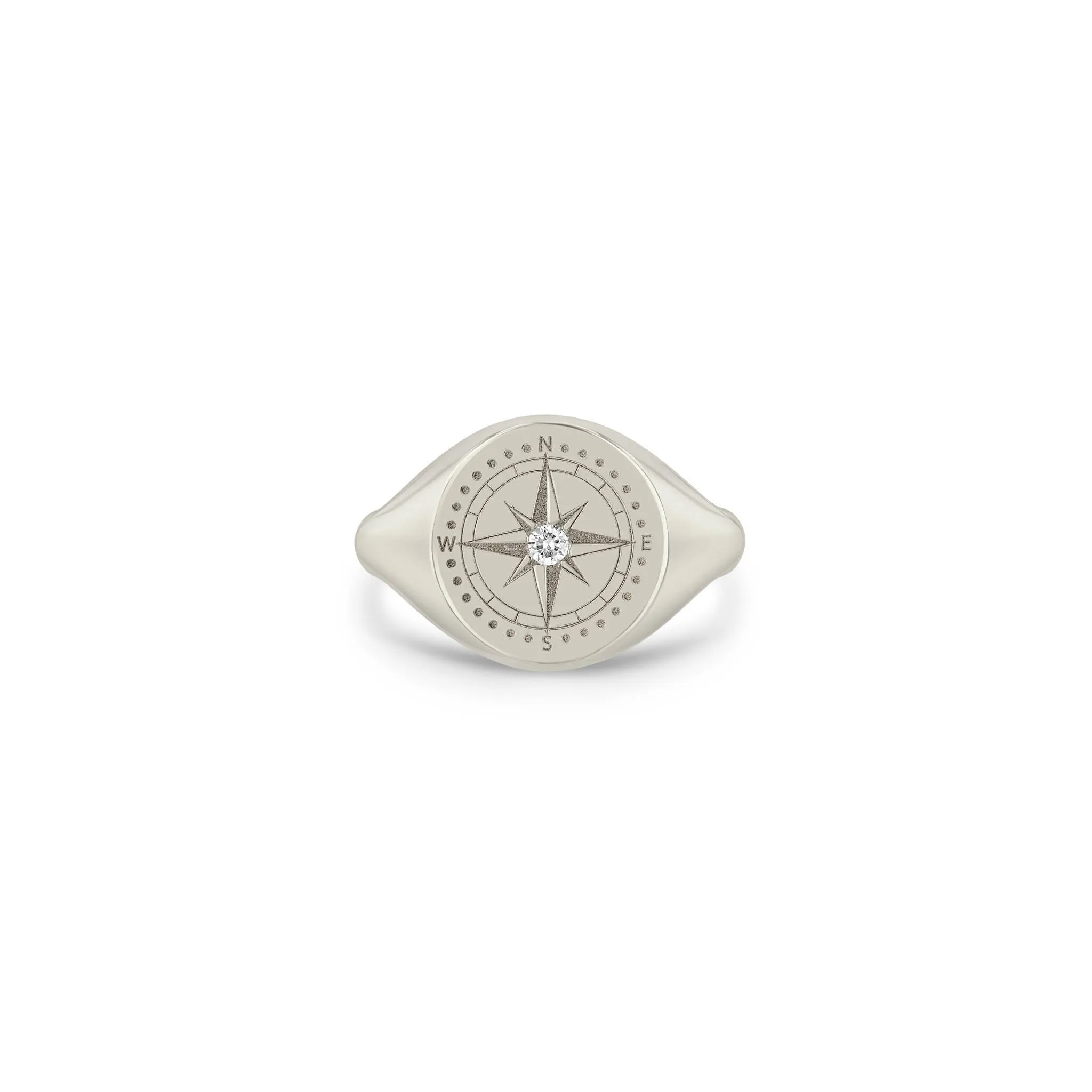 14k Diamond Compass Signet Ring sold by Zoe Chicco product image thumbnail 3