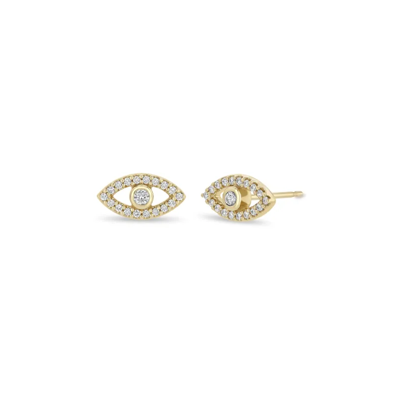14k Pavé Diamond Evil Eye Studs sold by Zoe Chicco