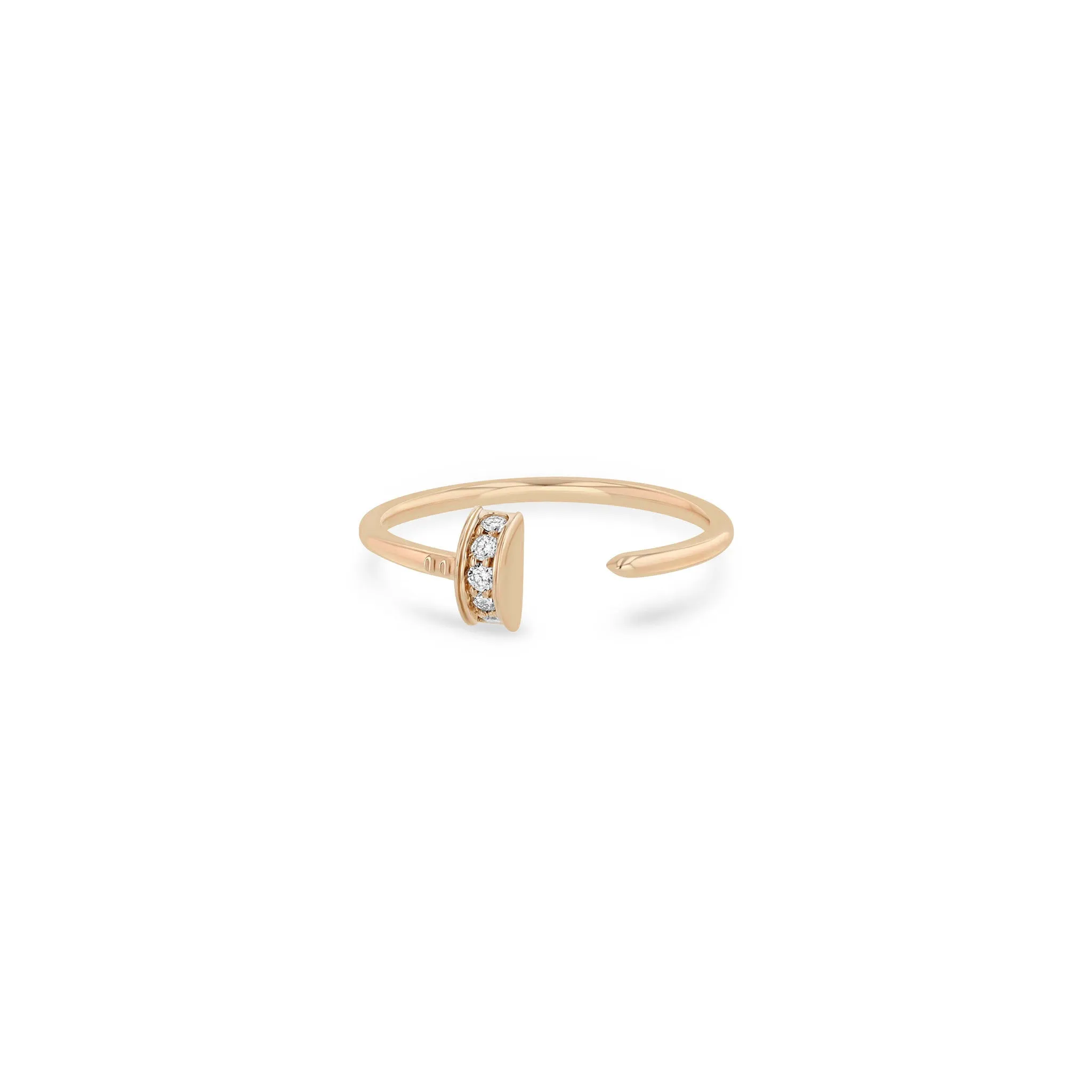 14k Pavé Diamond Nail Open Ring sold by Zoe Chicco product image thumbnail 3