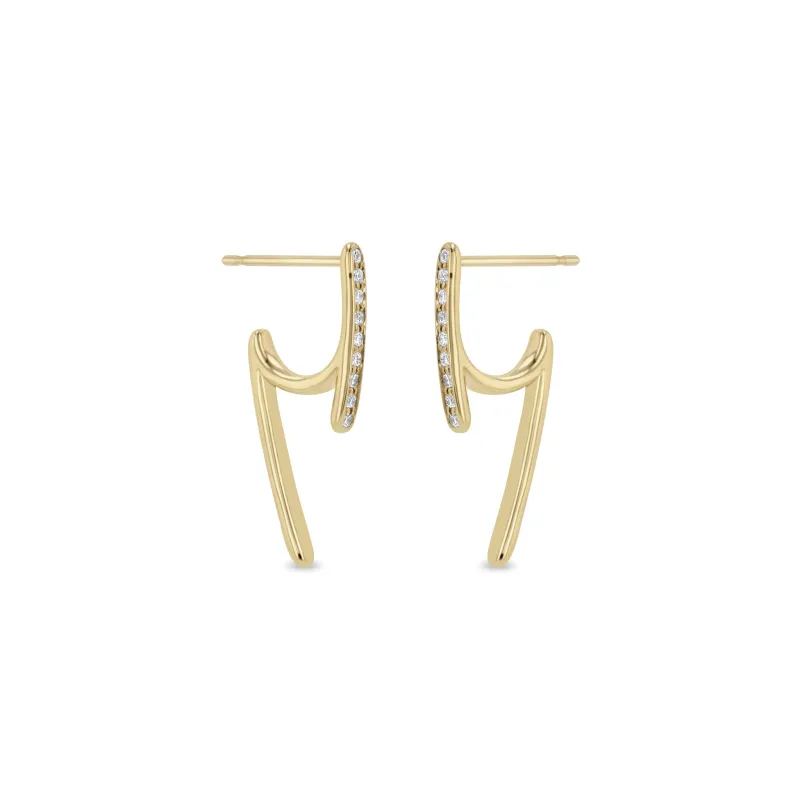 14k Gold & Pavé Diamond Talon Earrings sold by Zoe Chicco
