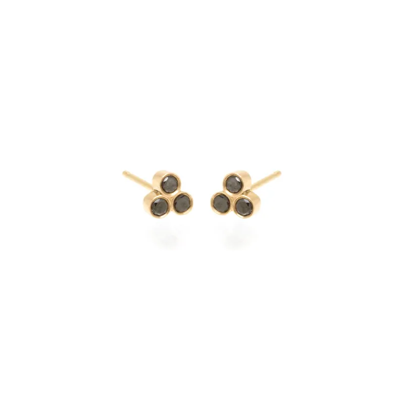 14k Black Diamond Bezel Trio Studs sold by Zoe Chicco
