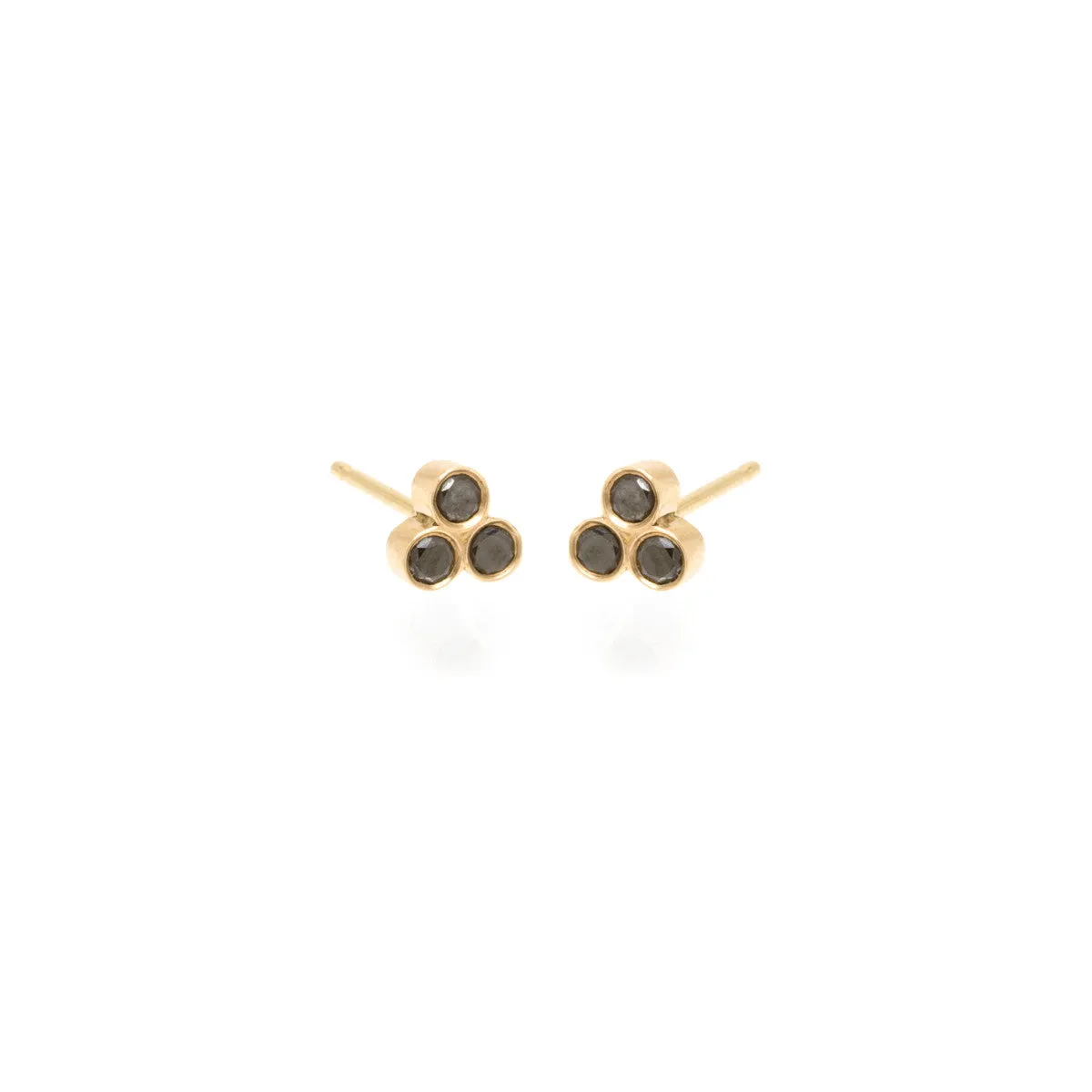 14k Black Diamond Bezel Trio Studs sold by Zoe Chicco