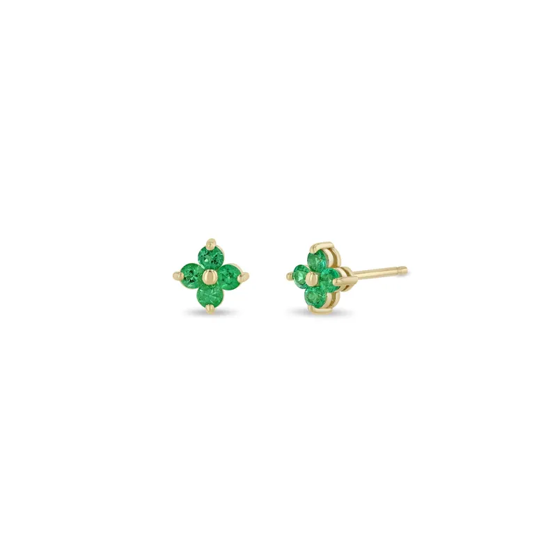 14k Prong Emerald Quad Studs sold by Zoe Chicco