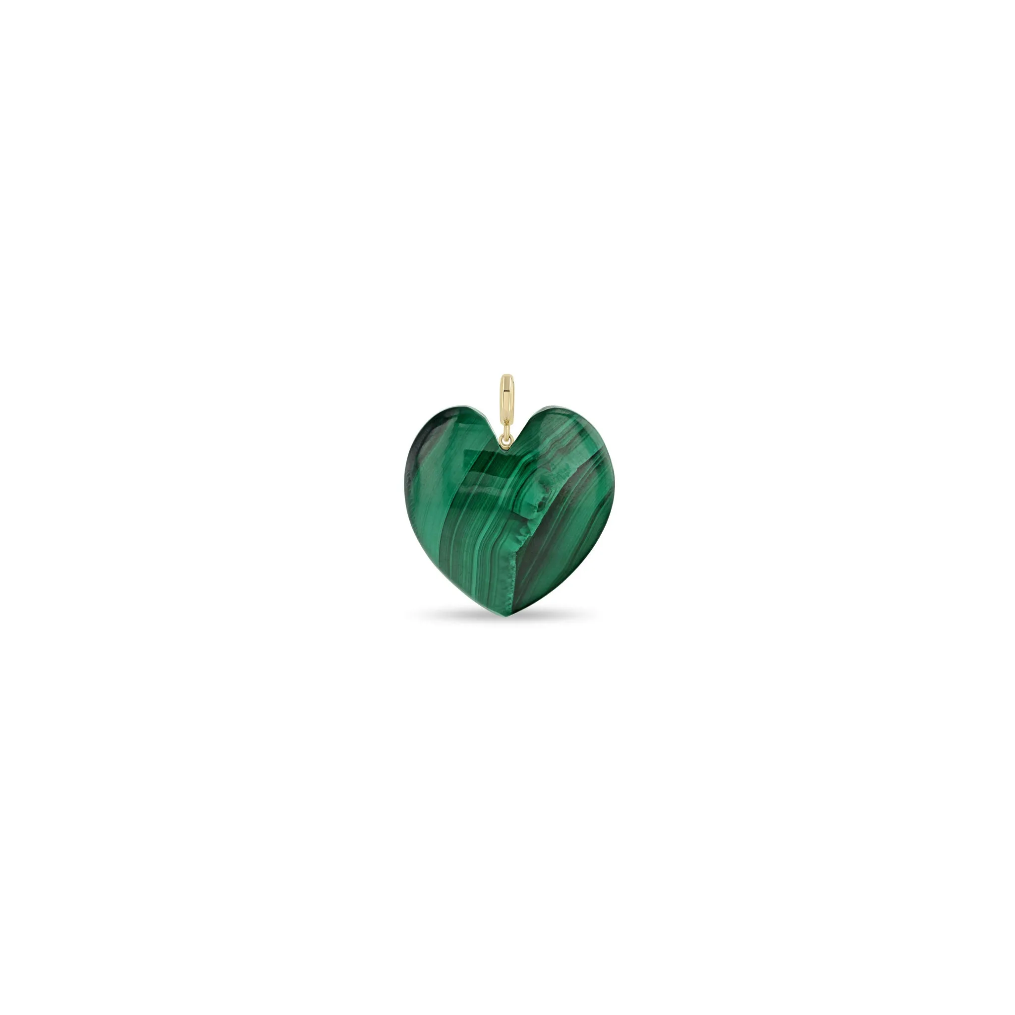14k Single Large Malachite Heart Charm Pendant sold by Zoe Chicco product image thumbnail 4