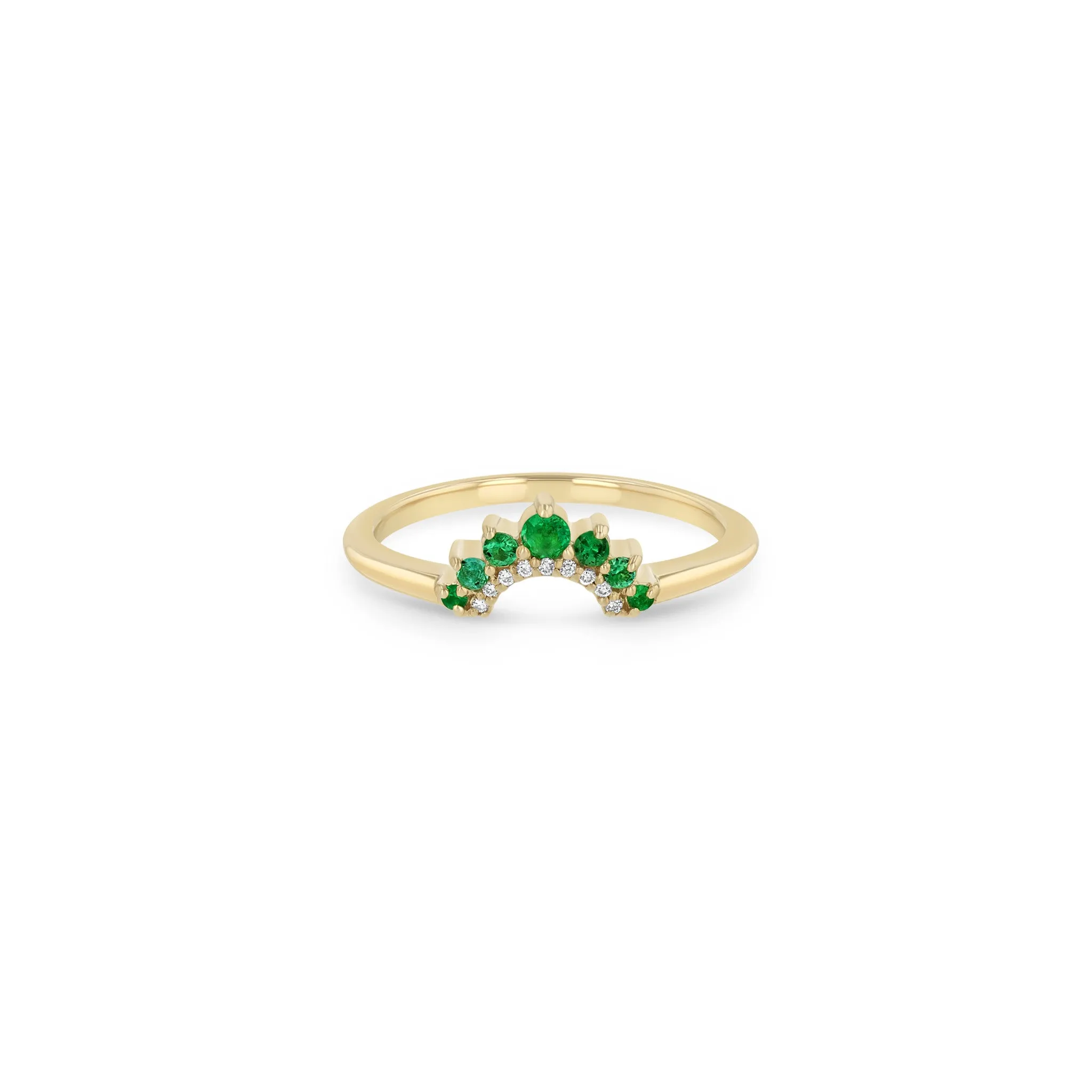 14k Graduated Prong Emerald & Pavé Diamond Double Arch Ring sold by Zoe Chicco