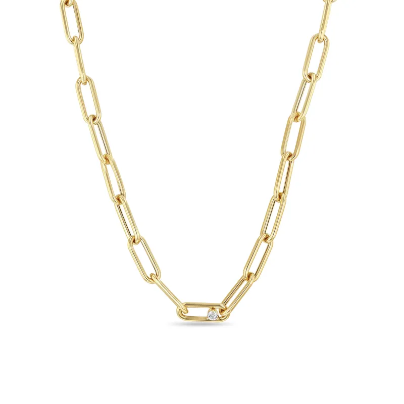 14k Single Nested Diamond Large Paperclip Chain Necklace sold by Zoe Chicco