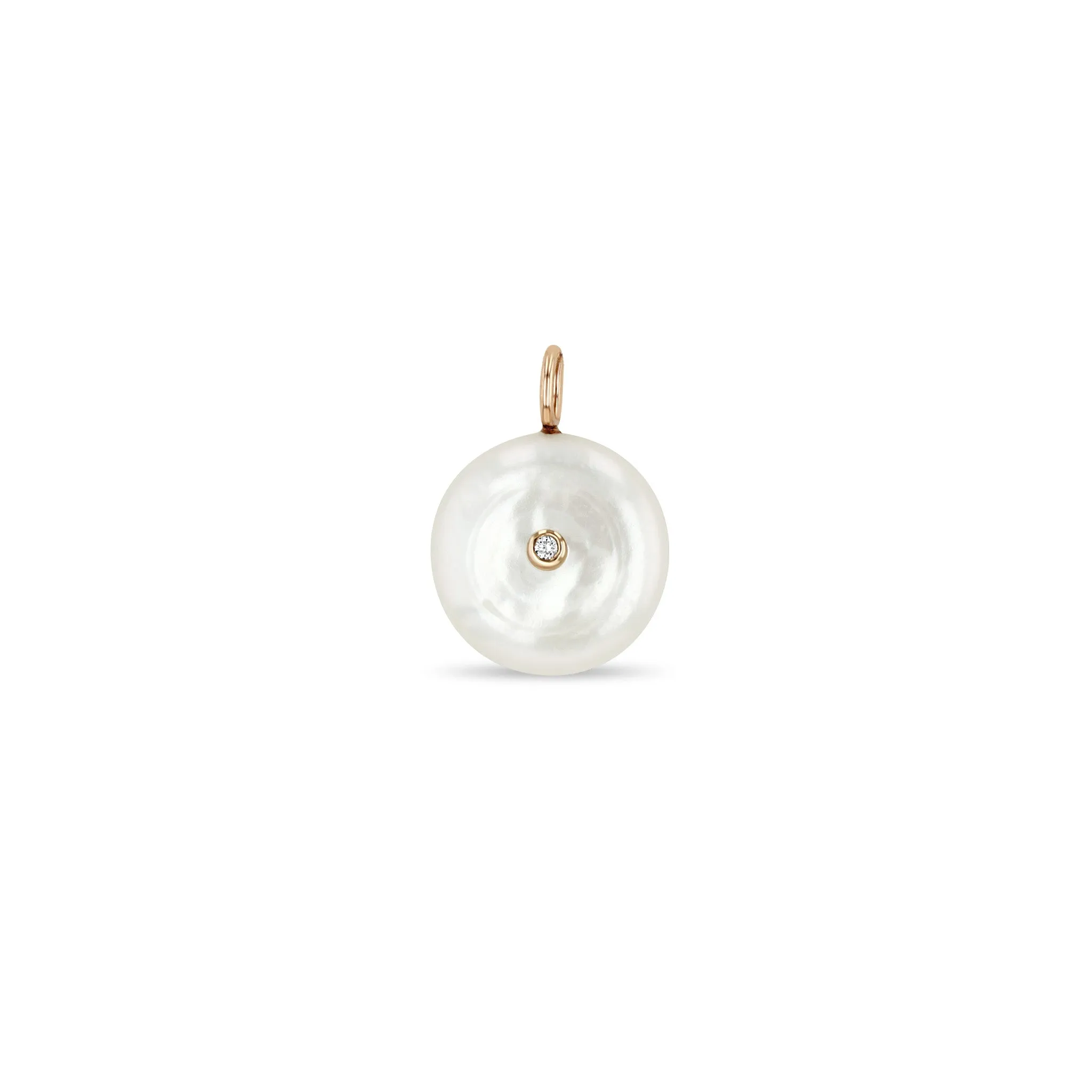 14k Single Reversible Black & White Diamond Pearl Disc Charm sold by Zoe Chicco product image thumbnail 4