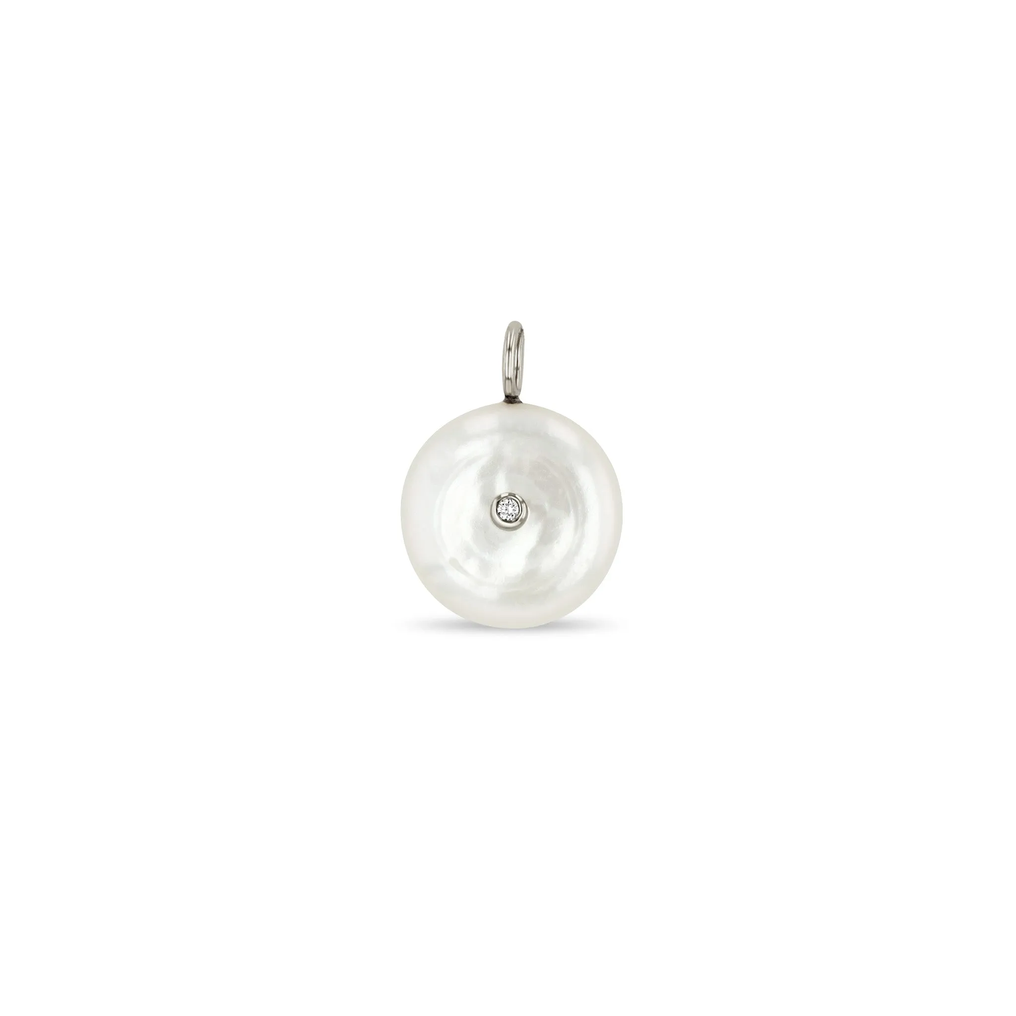 14k Single Reversible Black & White Diamond Pearl Disc Charm sold by Zoe Chicco product image thumbnail 5