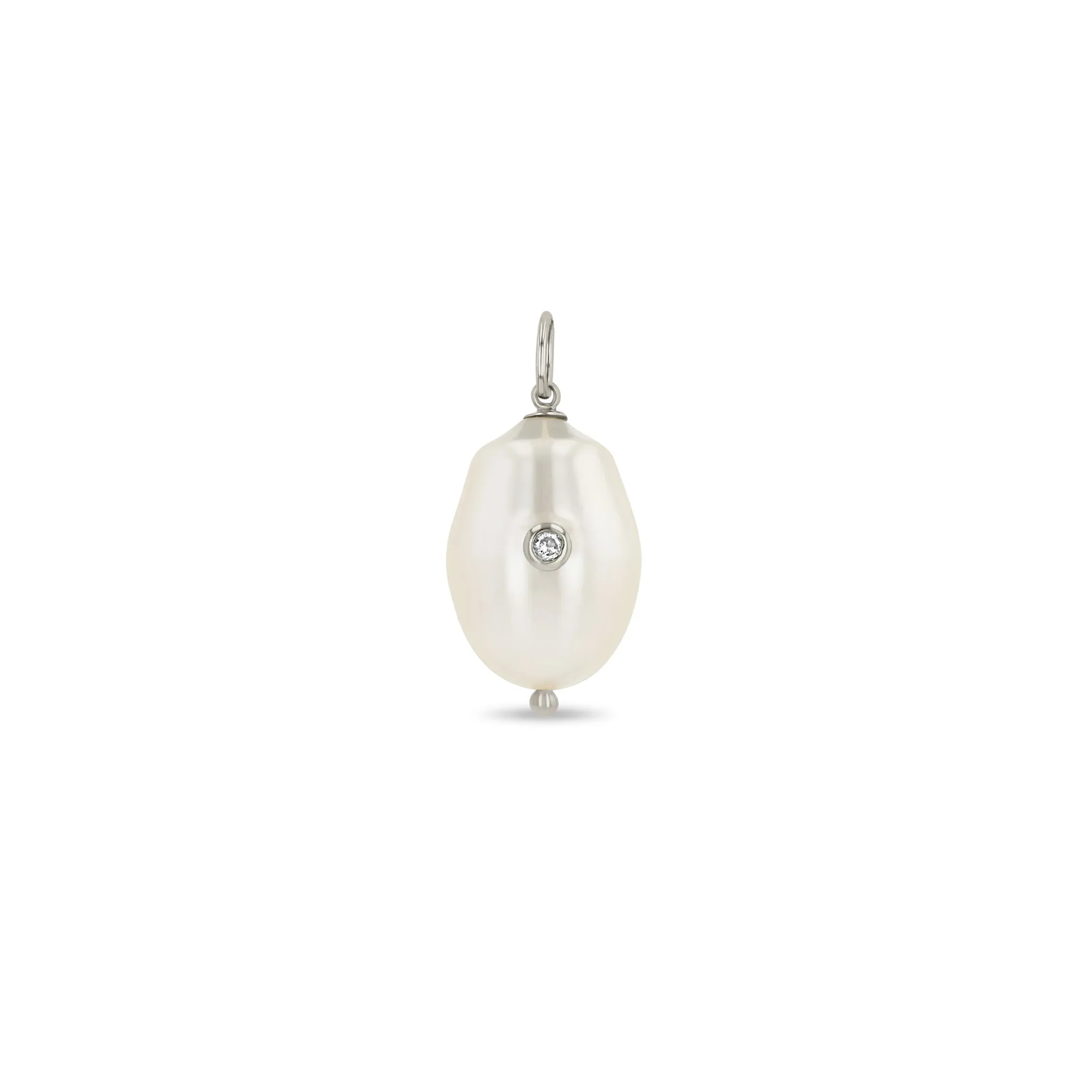 14k Single Diamond Baroque Pearl Charm Pendant sold by Zoe Chicco product image thumbnail 4
