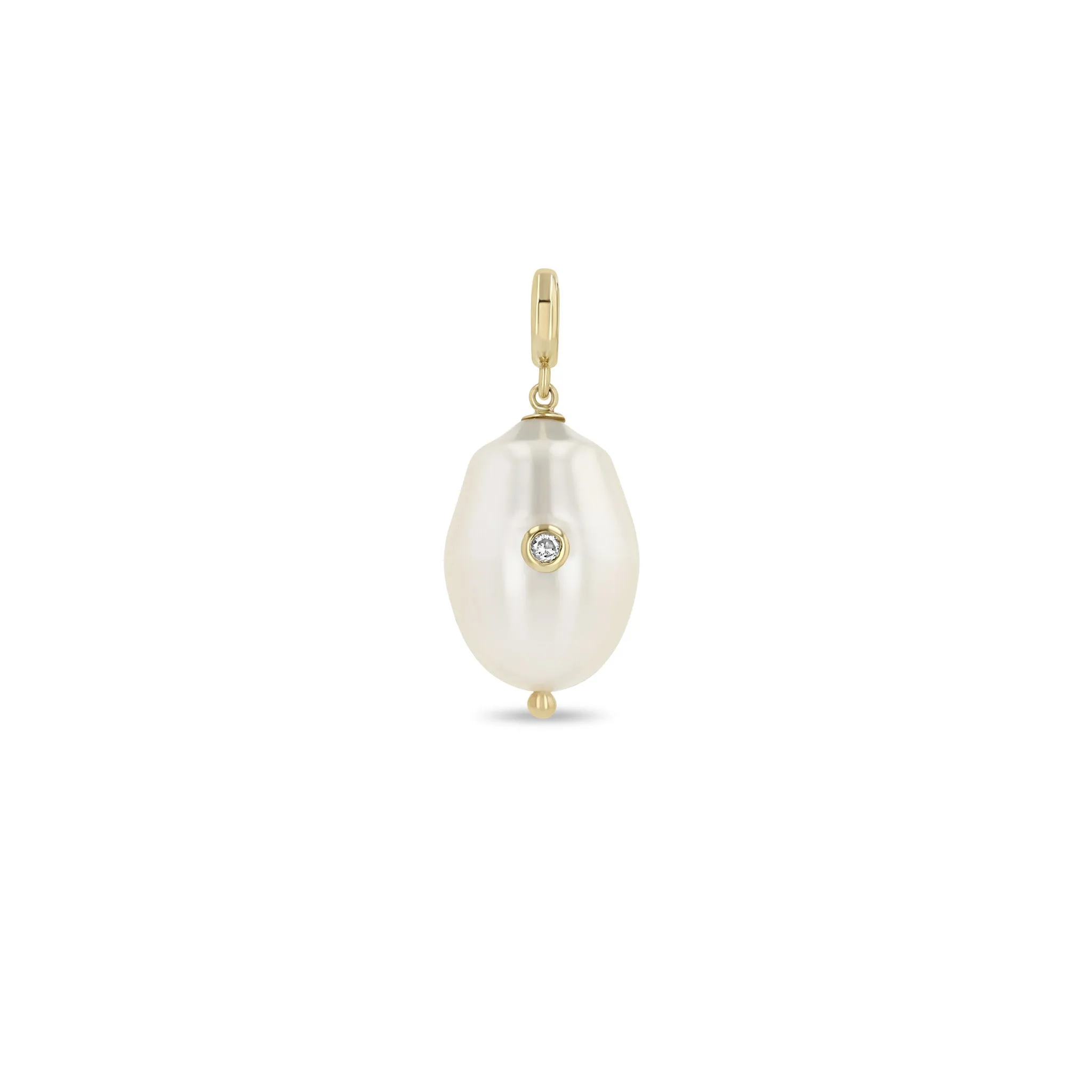 14k Single Diamond Baroque Pearl Charm Pendant sold by Zoe Chicco product image thumbnail 5
