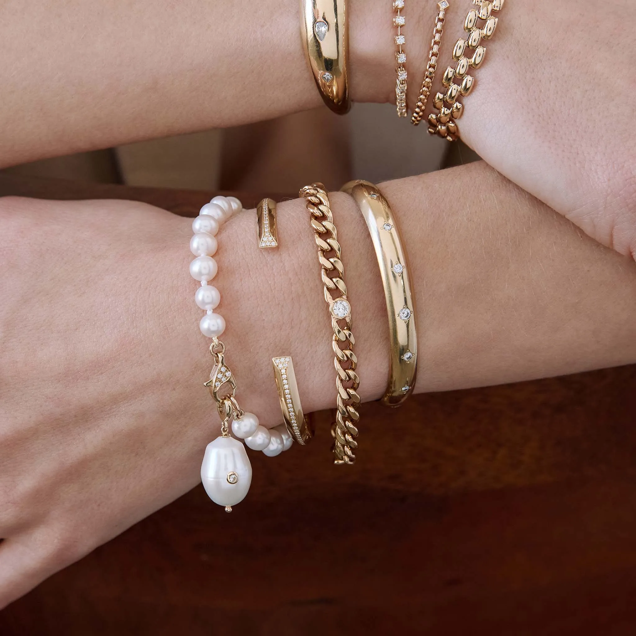 14k Single Diamond Baroque Pearl Charm Pendant sold by Zoe Chicco product image thumbnail 2