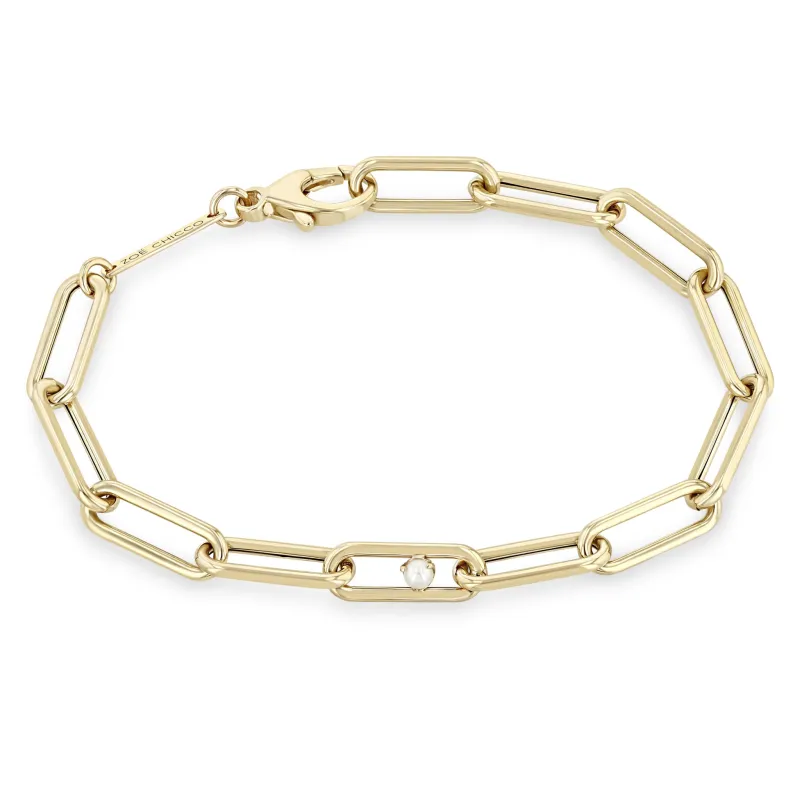 14k Nested Pearl Large Paperclip Chain Bracelet sold by Zoe Chicco