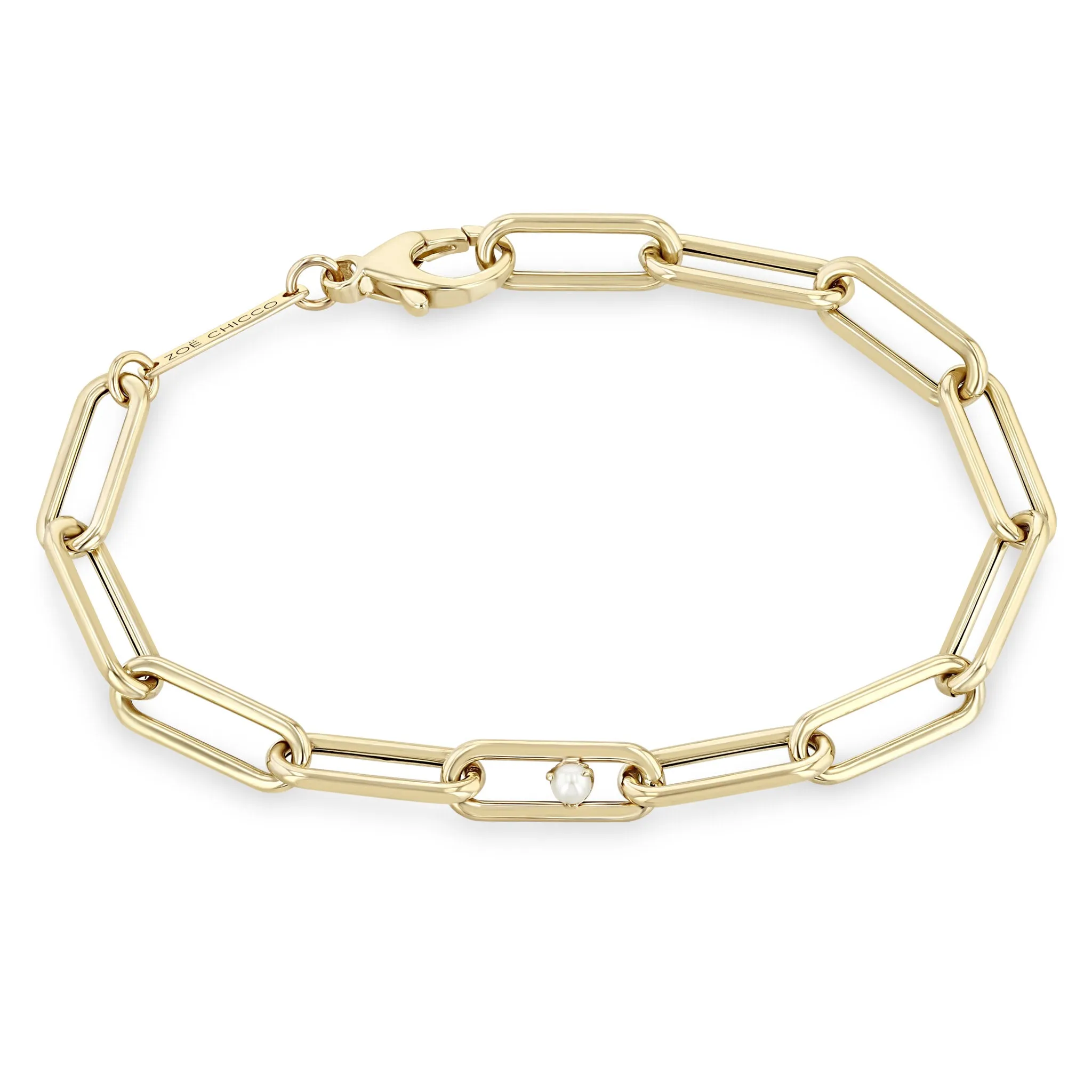 14k Nested Pearl Large Paperclip Chain Bracelet sold by Zoe Chicco