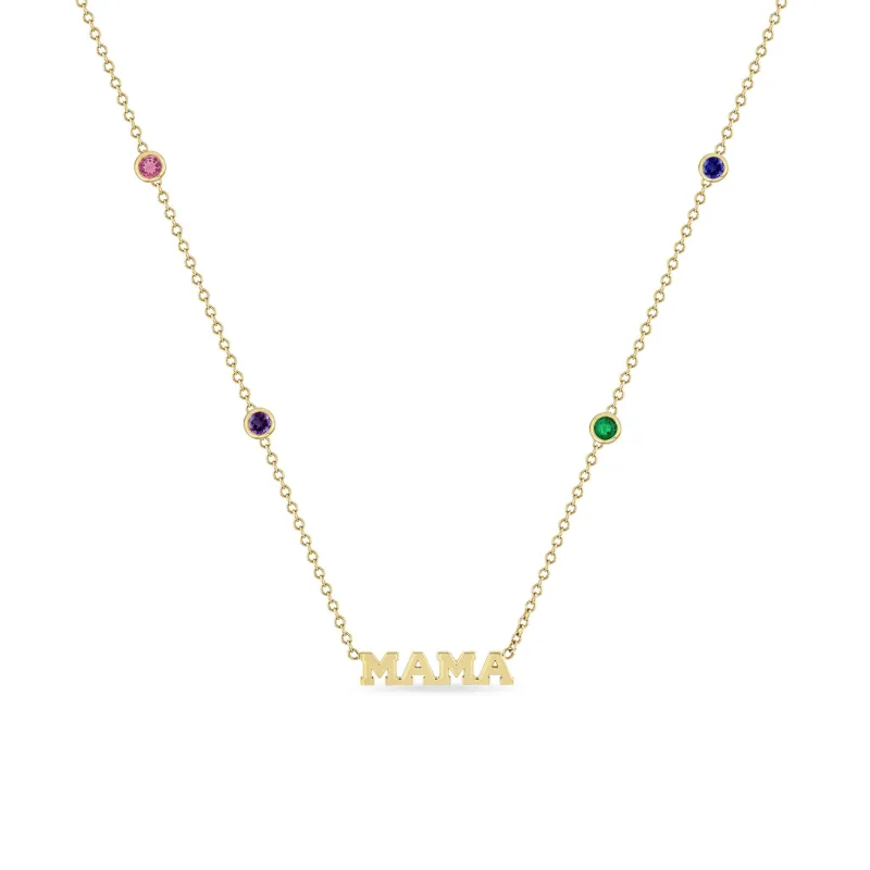 14k Itty Bitty MAMA Custom Birthstone Necklace sold by Zoe Chicco