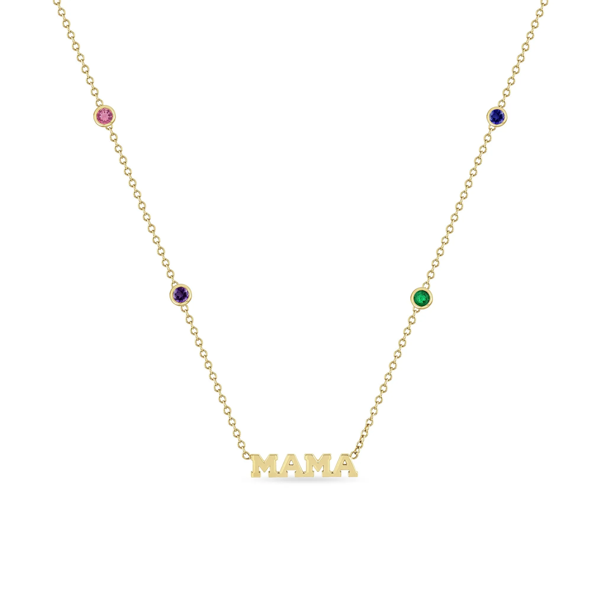 14k Itty Bitty MAMA Custom Birthstone Necklace sold by Zoe Chicco