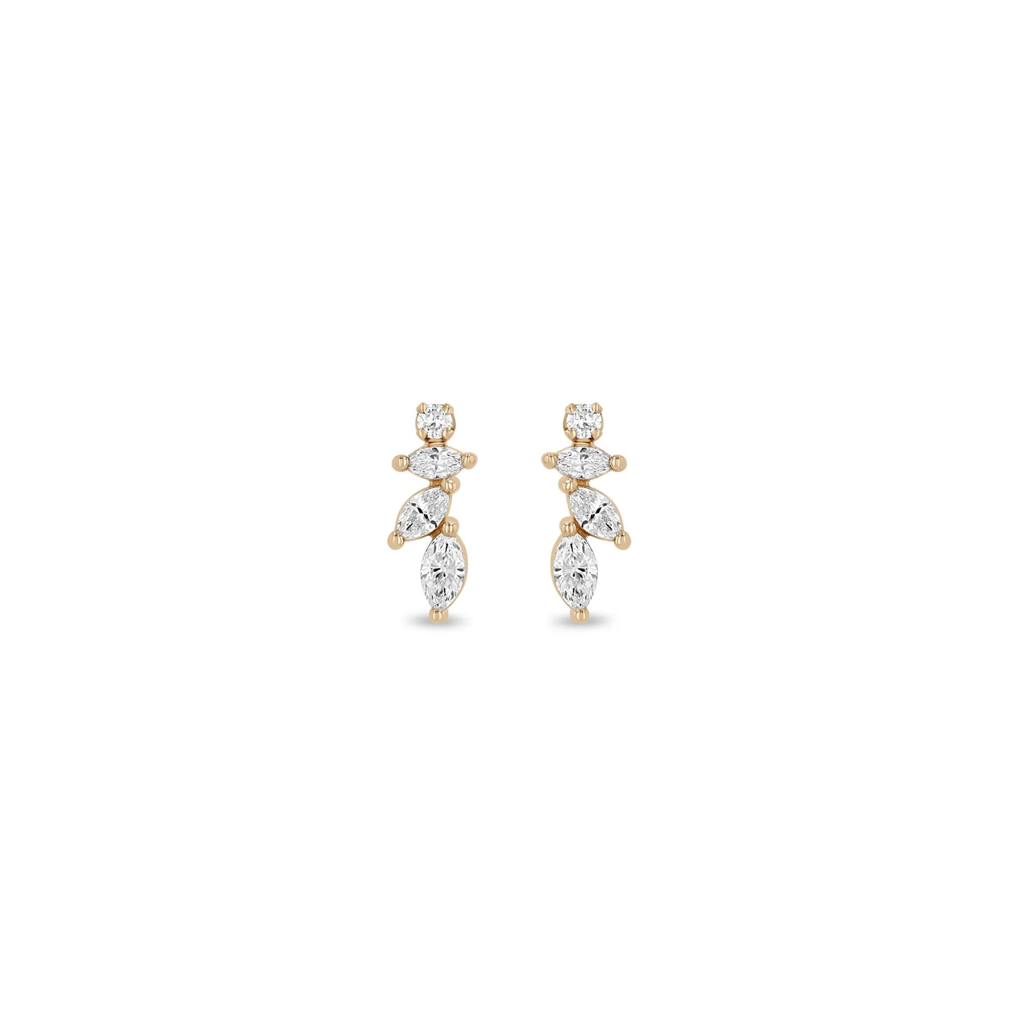 14k Marquise & Round Diamond Fan Drop Earrings sold by Zoe Chicco product image thumbnail 5