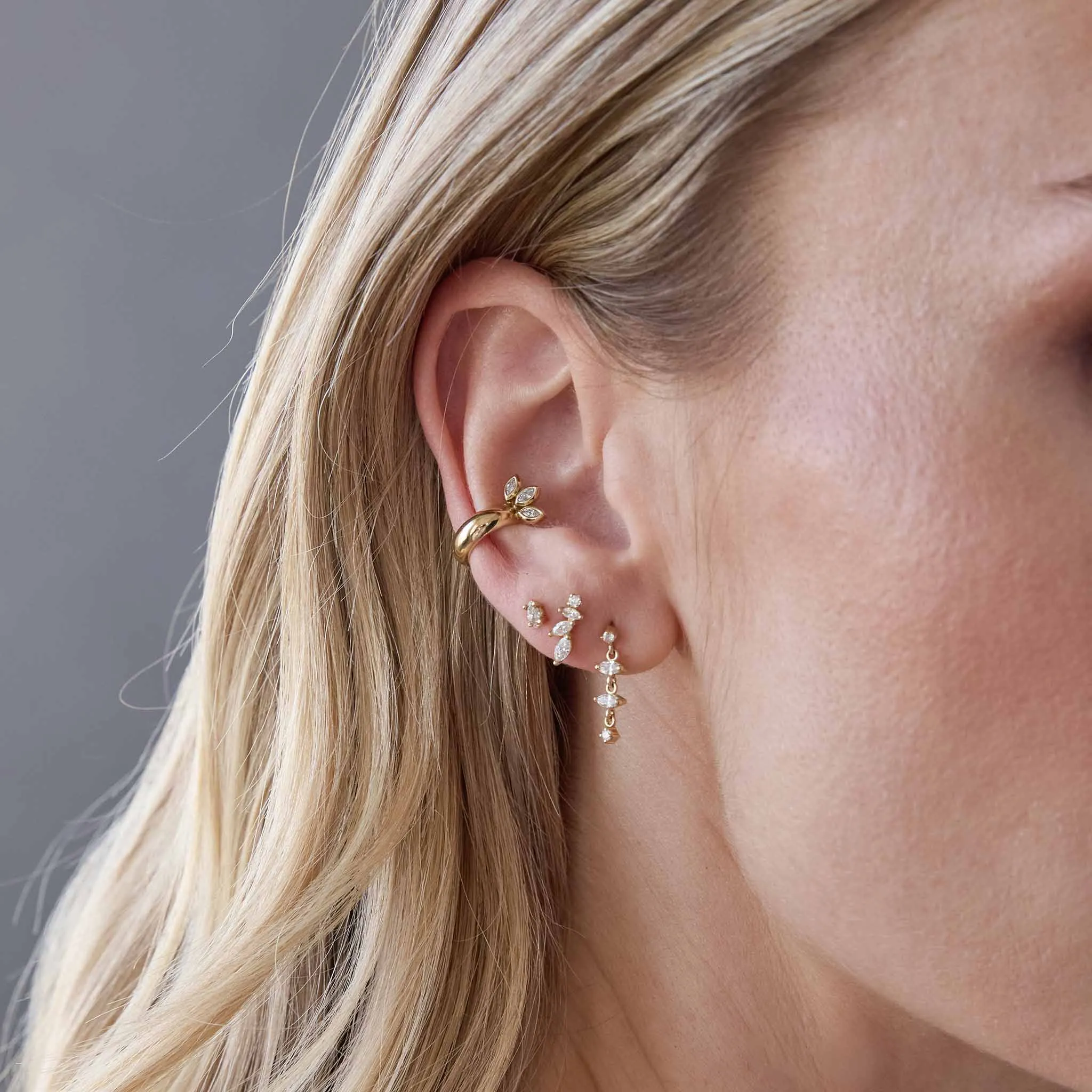 14k Marquise & Round Diamond Fan Drop Earrings sold by Zoe Chicco product image thumbnail 2