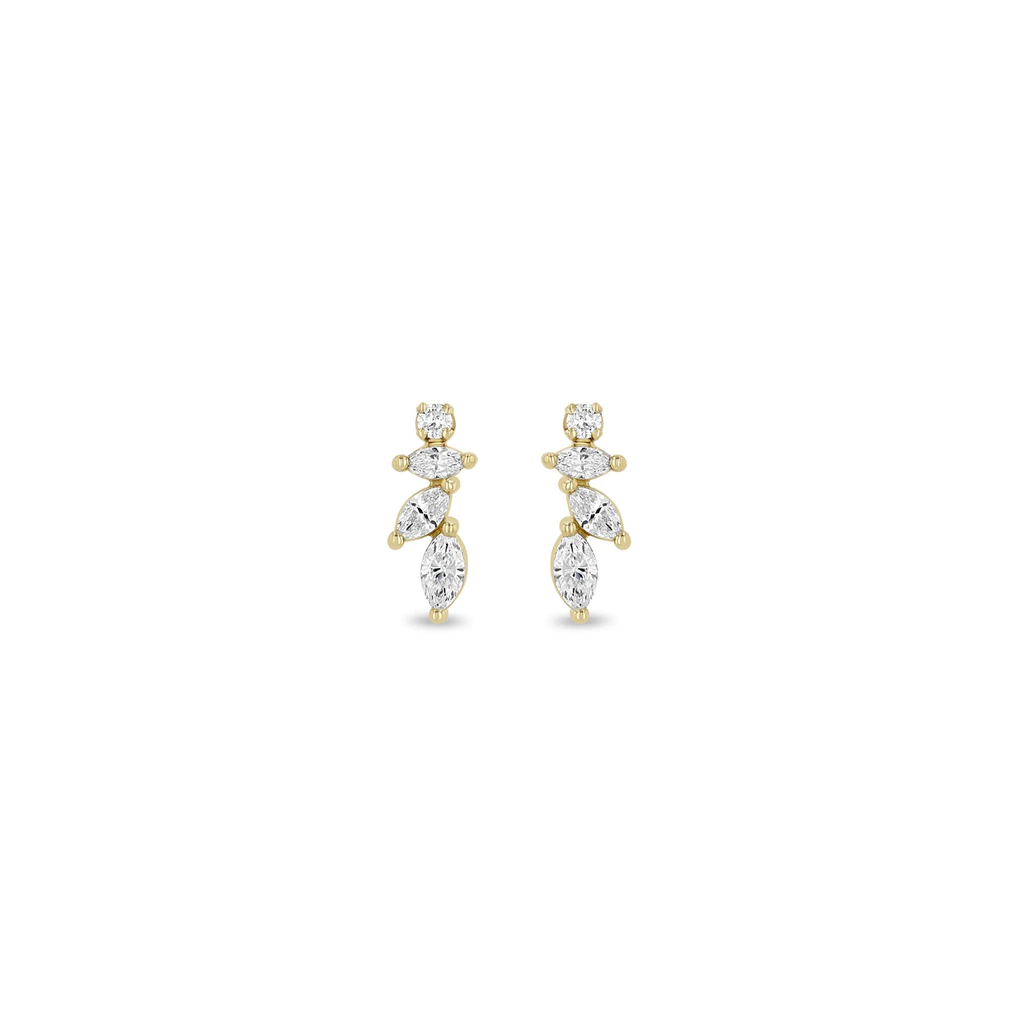 14k Marquise & Round Diamond Fan Drop Earrings sold by Zoe Chicco