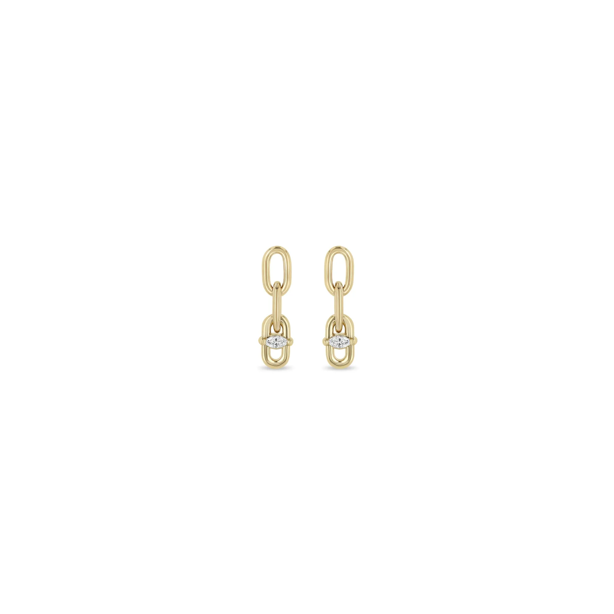 14k Marquise Diamond Medium Square Oval Chain Drop Earrings sold by Zoe Chicco