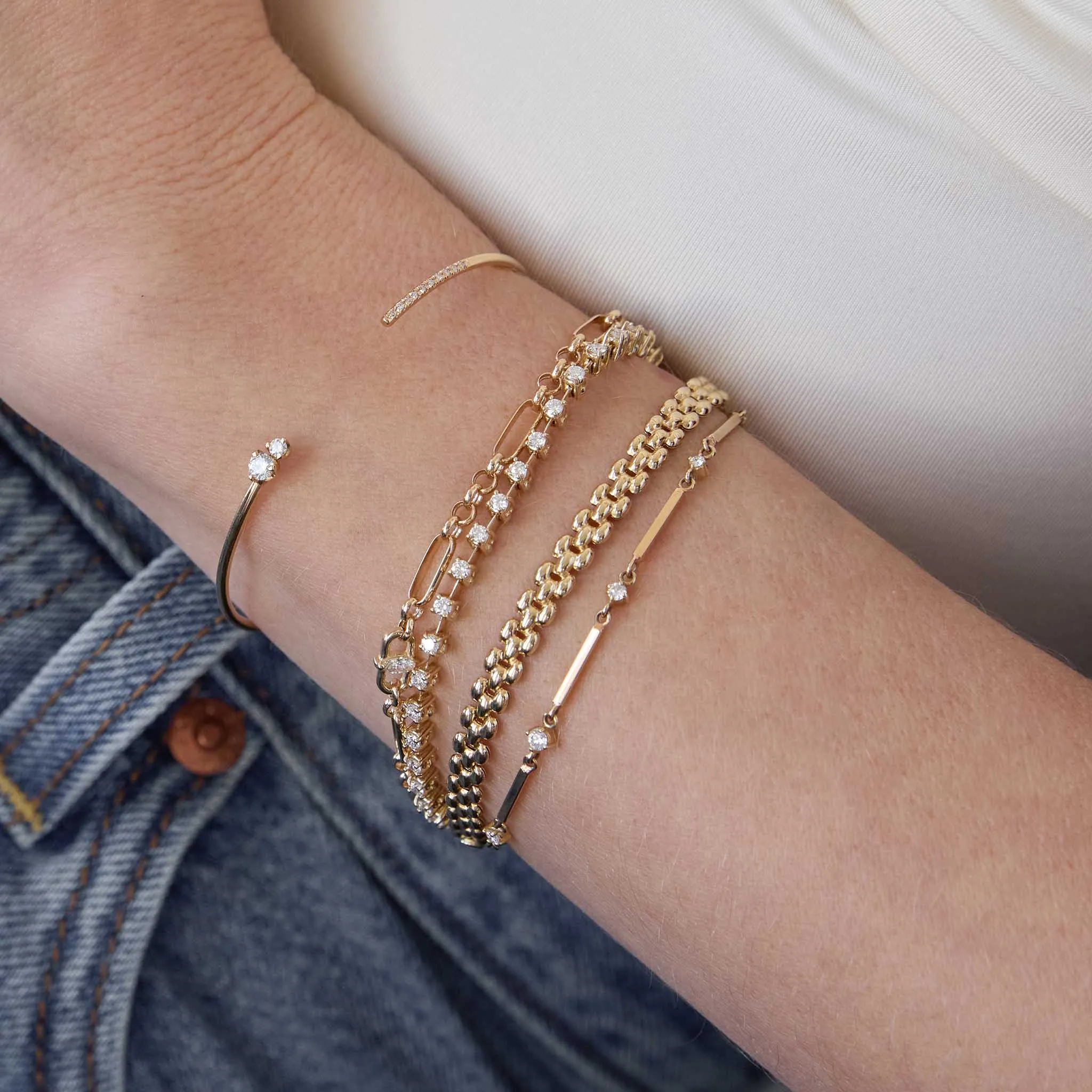 14k Marquise Diamond Medium Paperclip Rolo Chain Bracelet sold by Zoe Chicco product image thumbnail 2