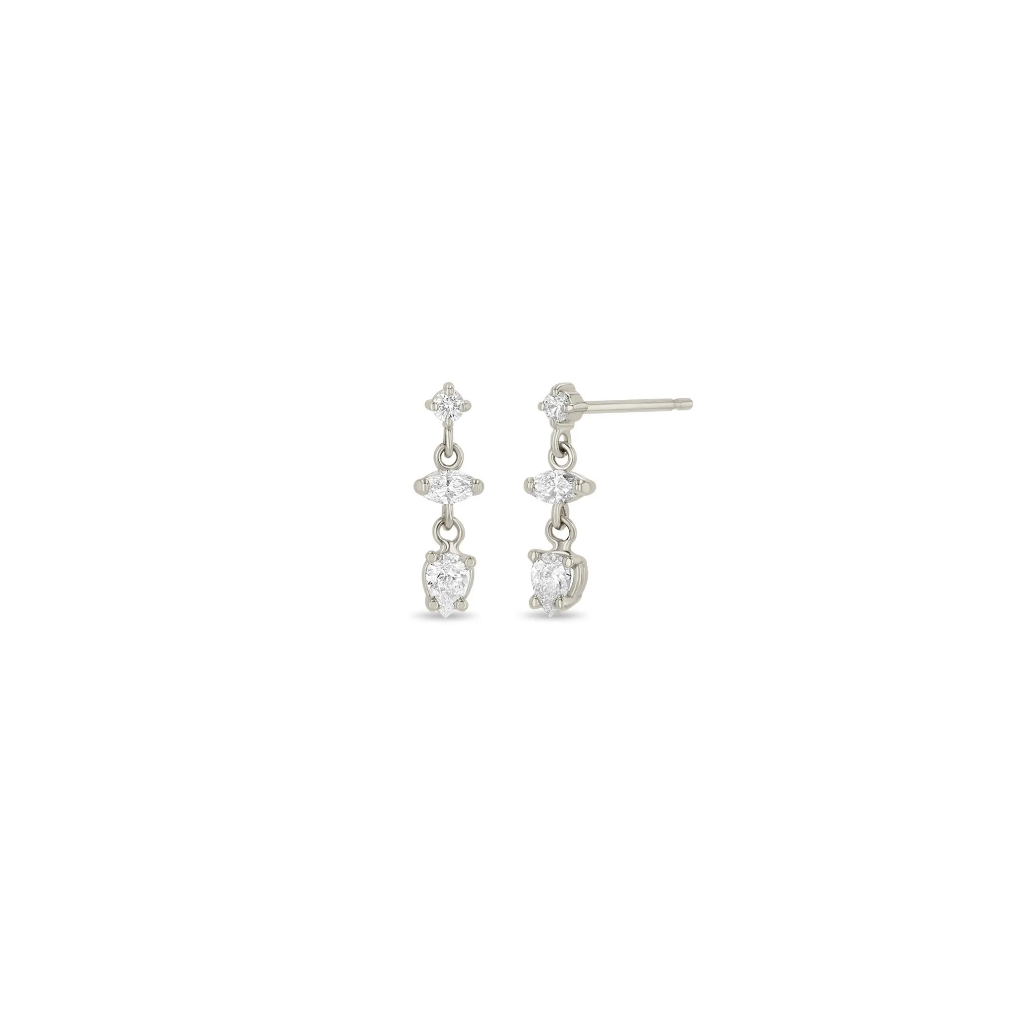 14k Linked Round, Marquise & Pear Diamond Short Drop Earrings sold by Zoe Chicco product image thumbnail 3