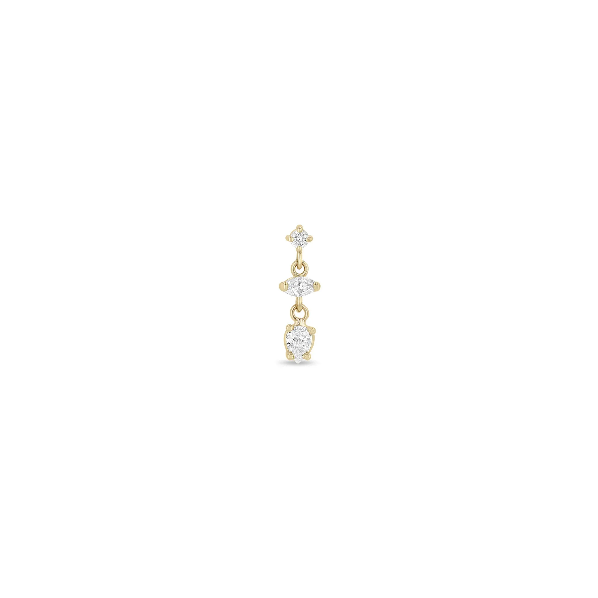 14k Linked Round, Marquise & Pear Diamond Short Drop Earrings sold by Zoe Chicco product image thumbnail 4