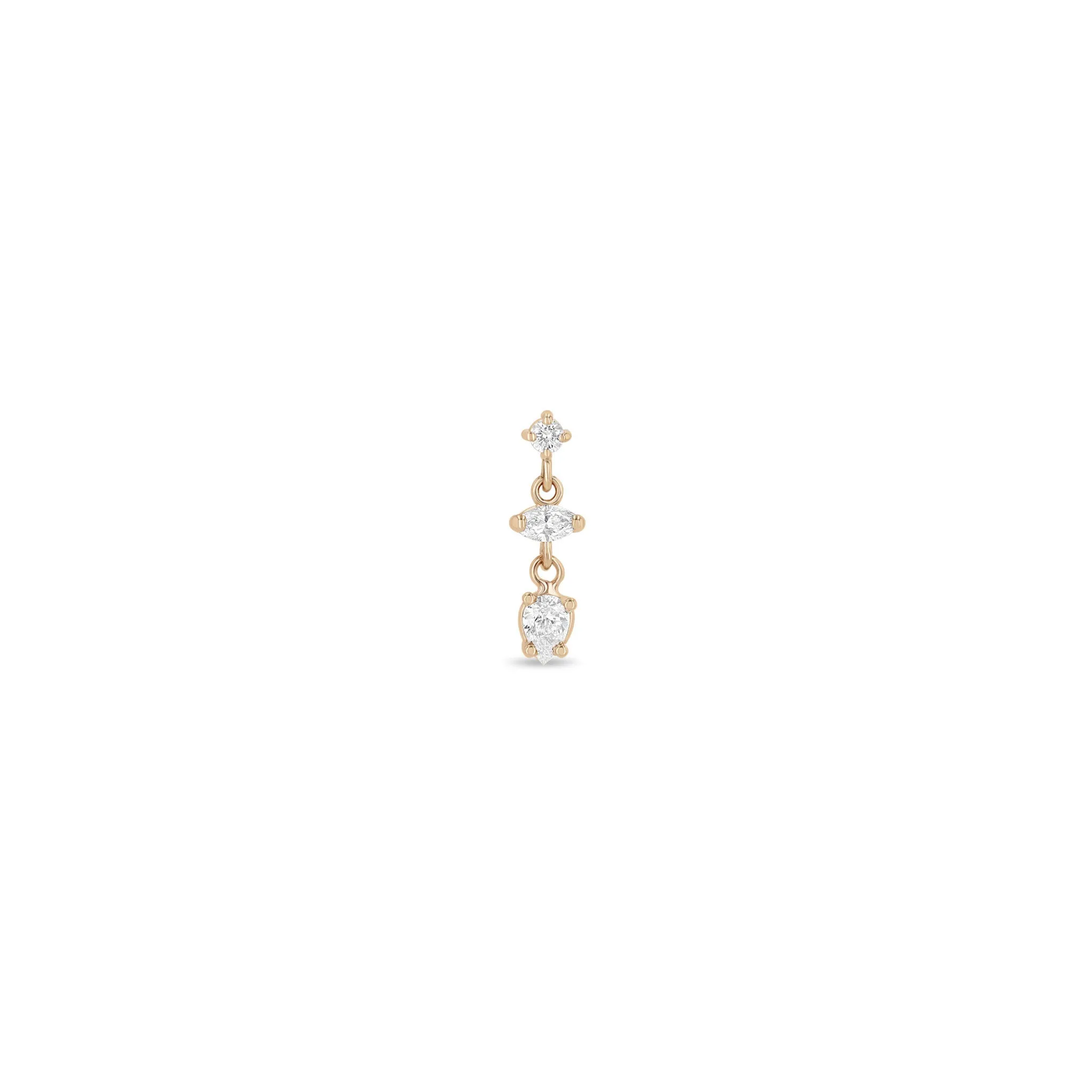 14k Linked Round, Marquise & Pear Diamond Short Drop Earrings sold by Zoe Chicco product image thumbnail 5