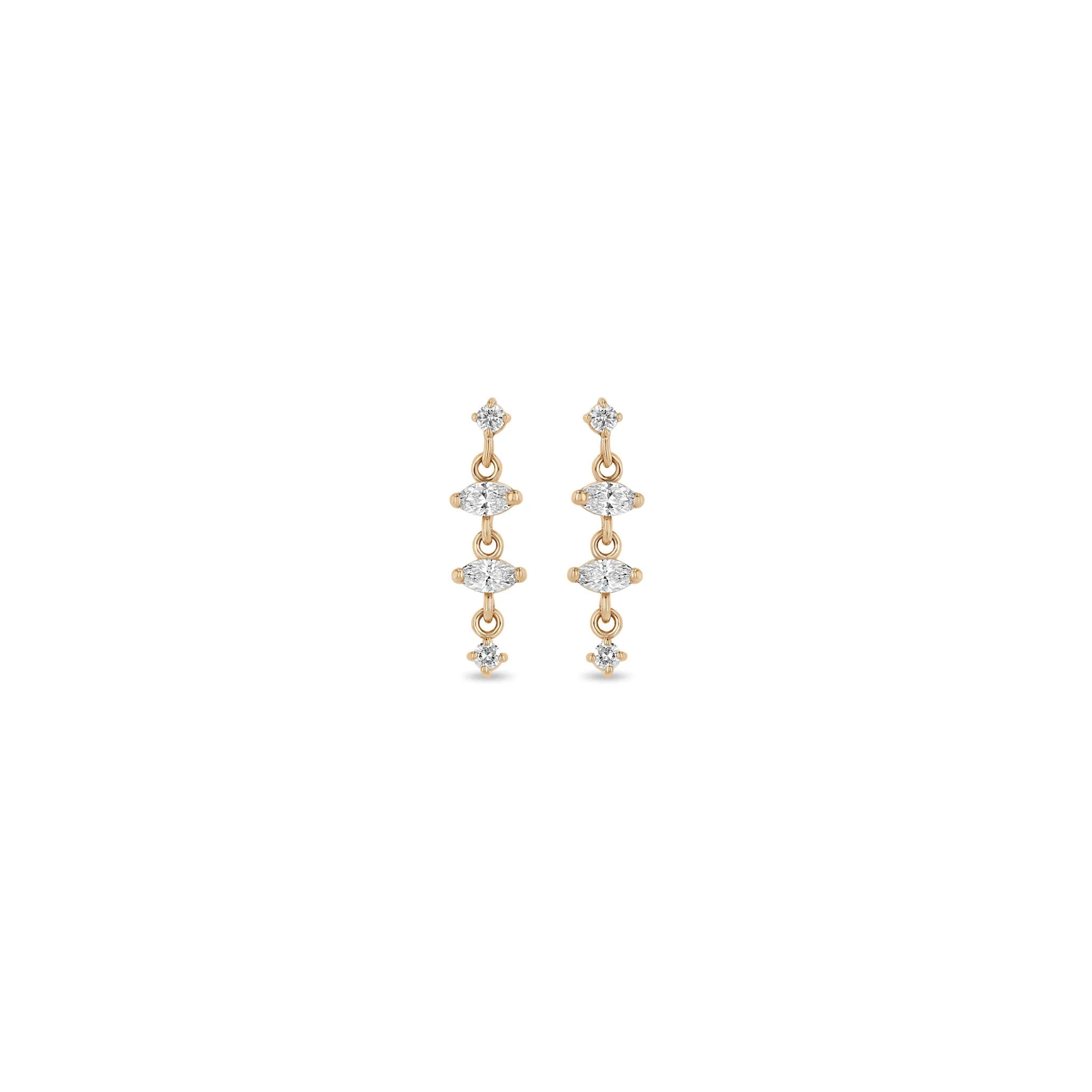 14k Linked Marquise & Round Diamond Drop Earrings sold by Zoe Chicco product image thumbnail 3