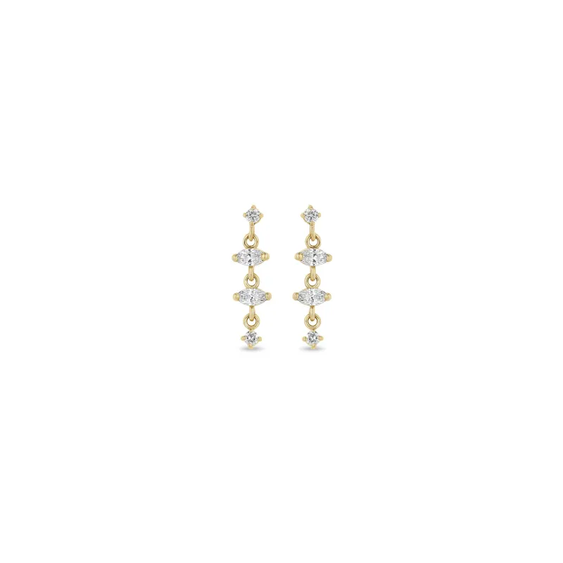 14k Linked Marquise & Round Diamond Drop Earrings sold by Zoe Chicco