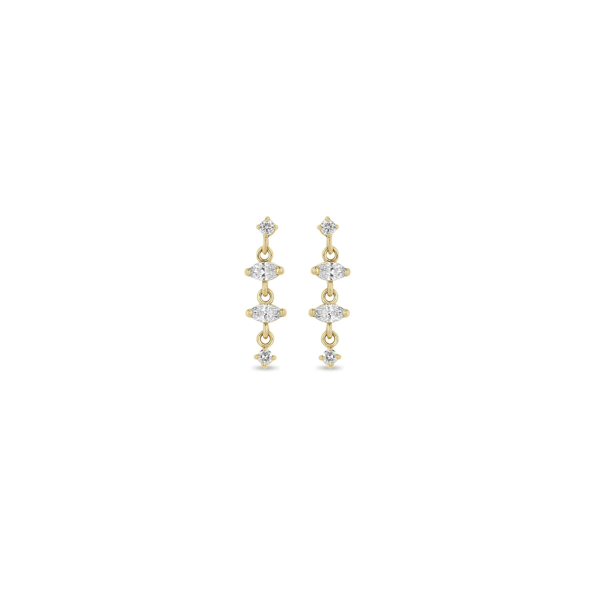 14k Linked Marquise & Round Diamond Drop Earrings sold by Zoe Chicco