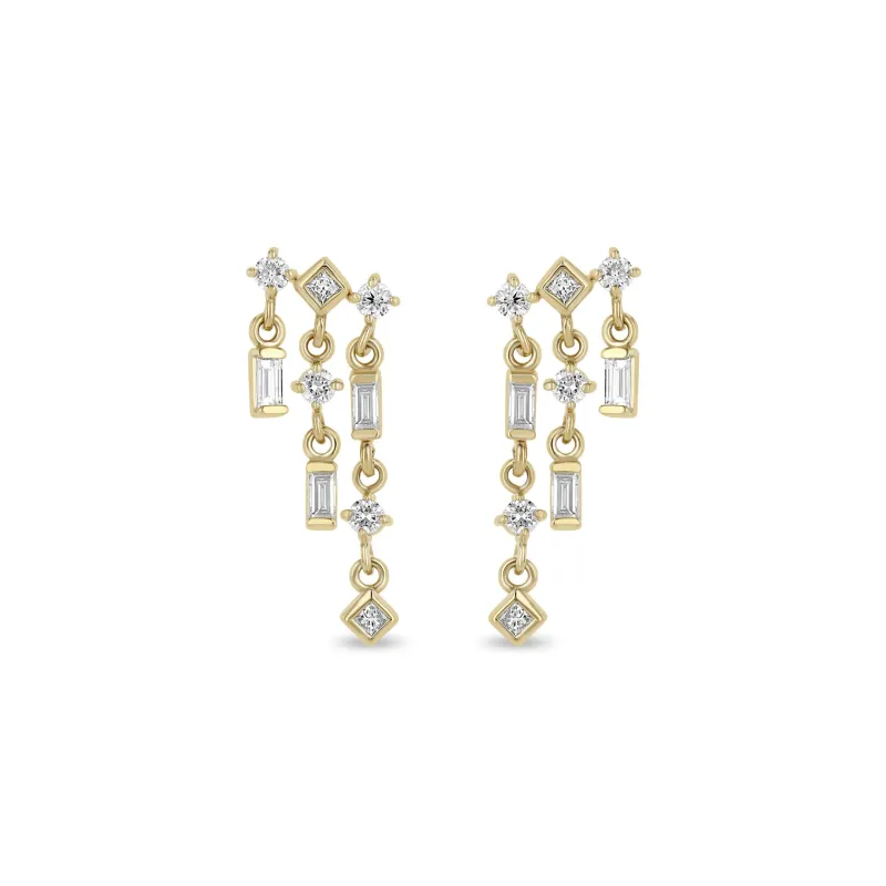 14k Linked Mixed Cut Diamond Waterfall Earrings sold by Zoe Chicco