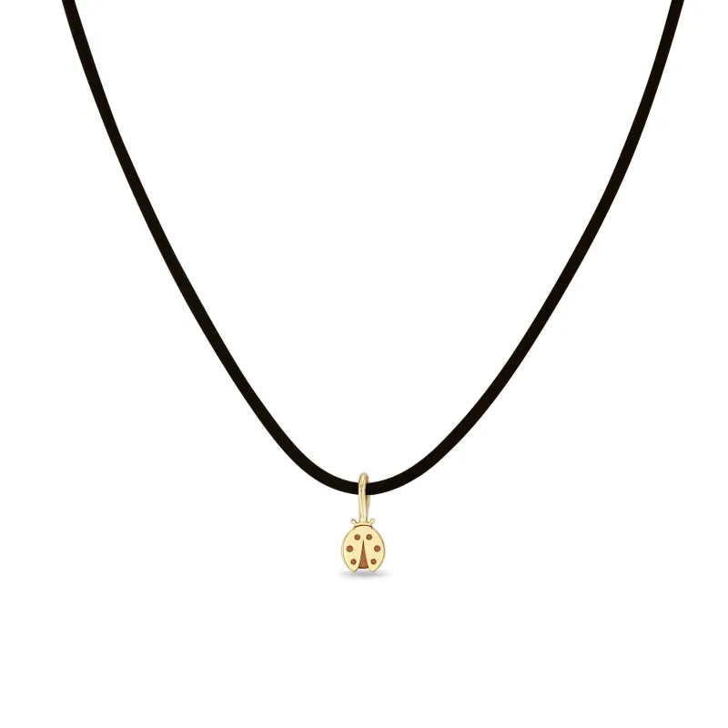 14k Midi Bitty Ladybug Leather Cord Necklace sold by Zoe Chicco
