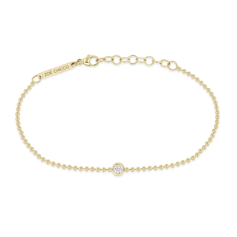 14k Floating Diamond Solitaire Bead Chain Bracelet sold by Zoe Chicco