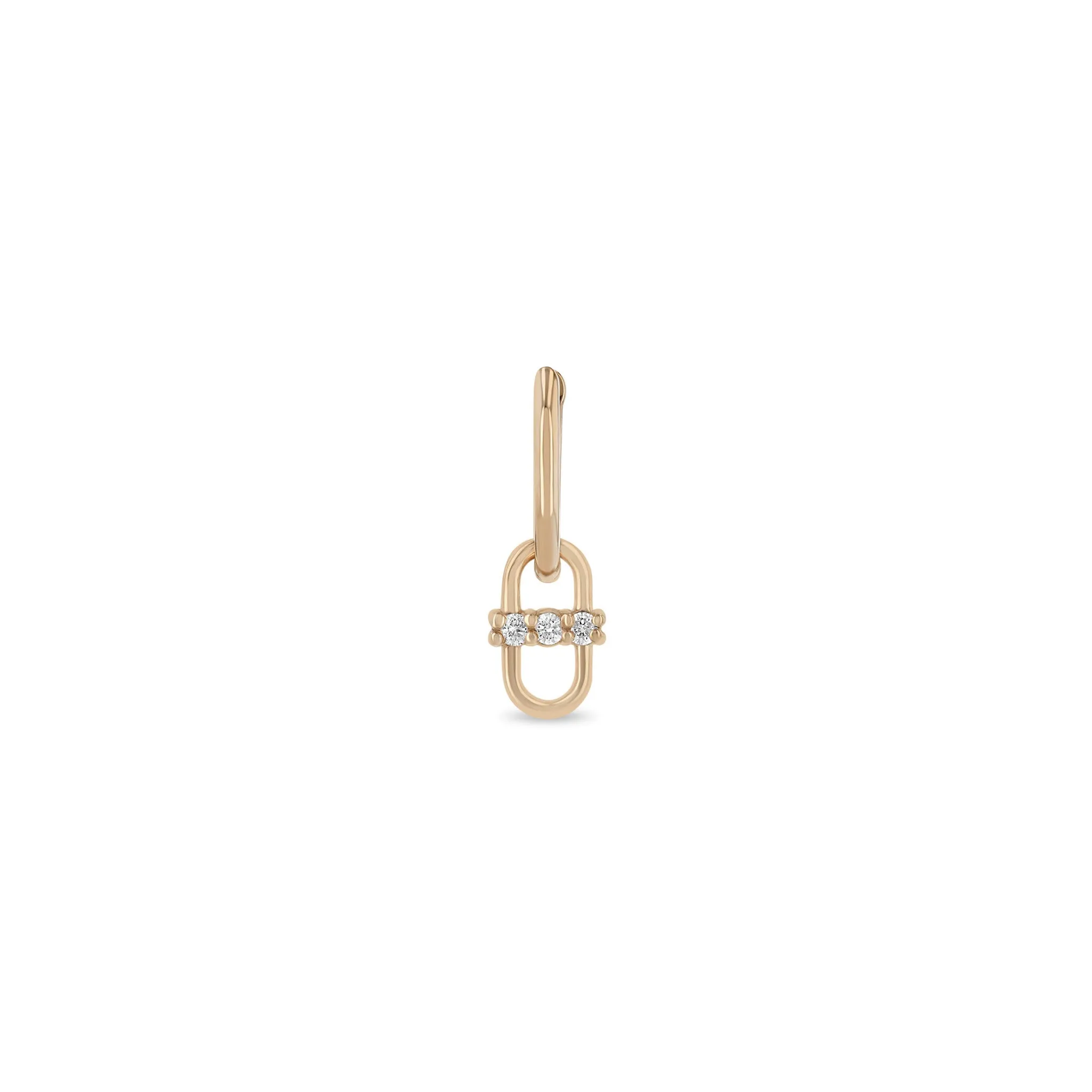 14k 3 Prong Diamond Link Hinge Huggie Hoops sold by Zoe Chicco product image thumbnail 4