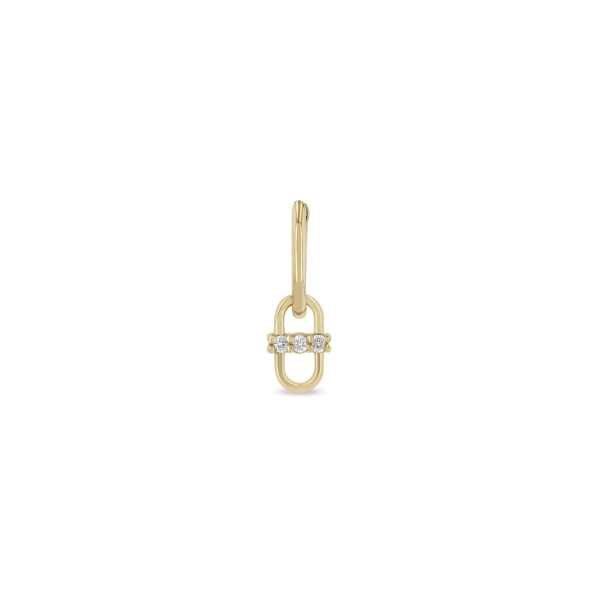 14k 3 Prong Diamond Link Hinge Huggie Hoops sold by Zoe Chicco product image thumbnail 2