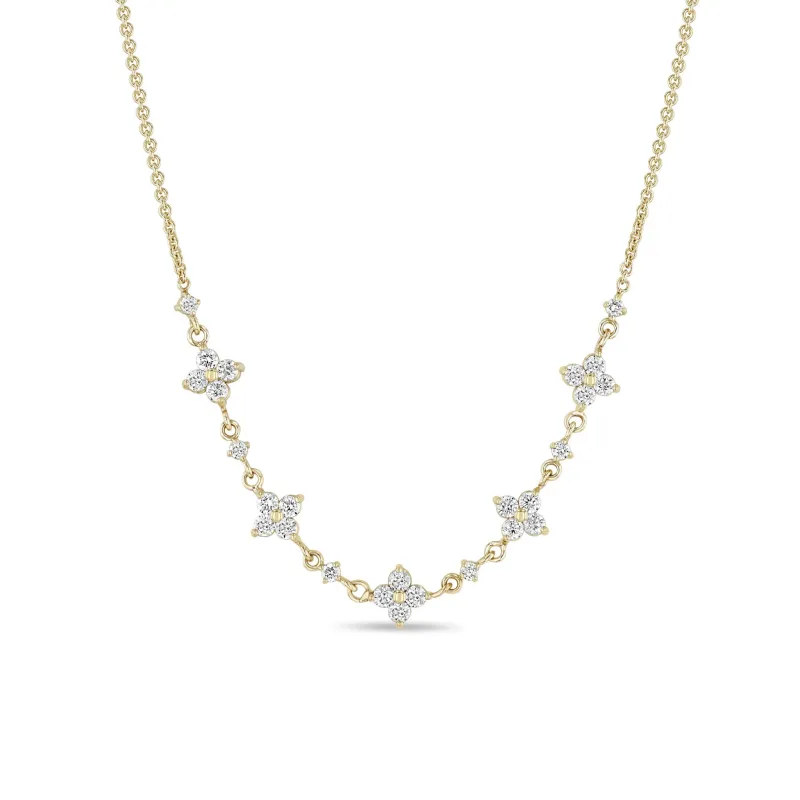 14k 5 Diamond Quad & Linked Prong Diamond Segment Necklace sold by Zoe Chicco