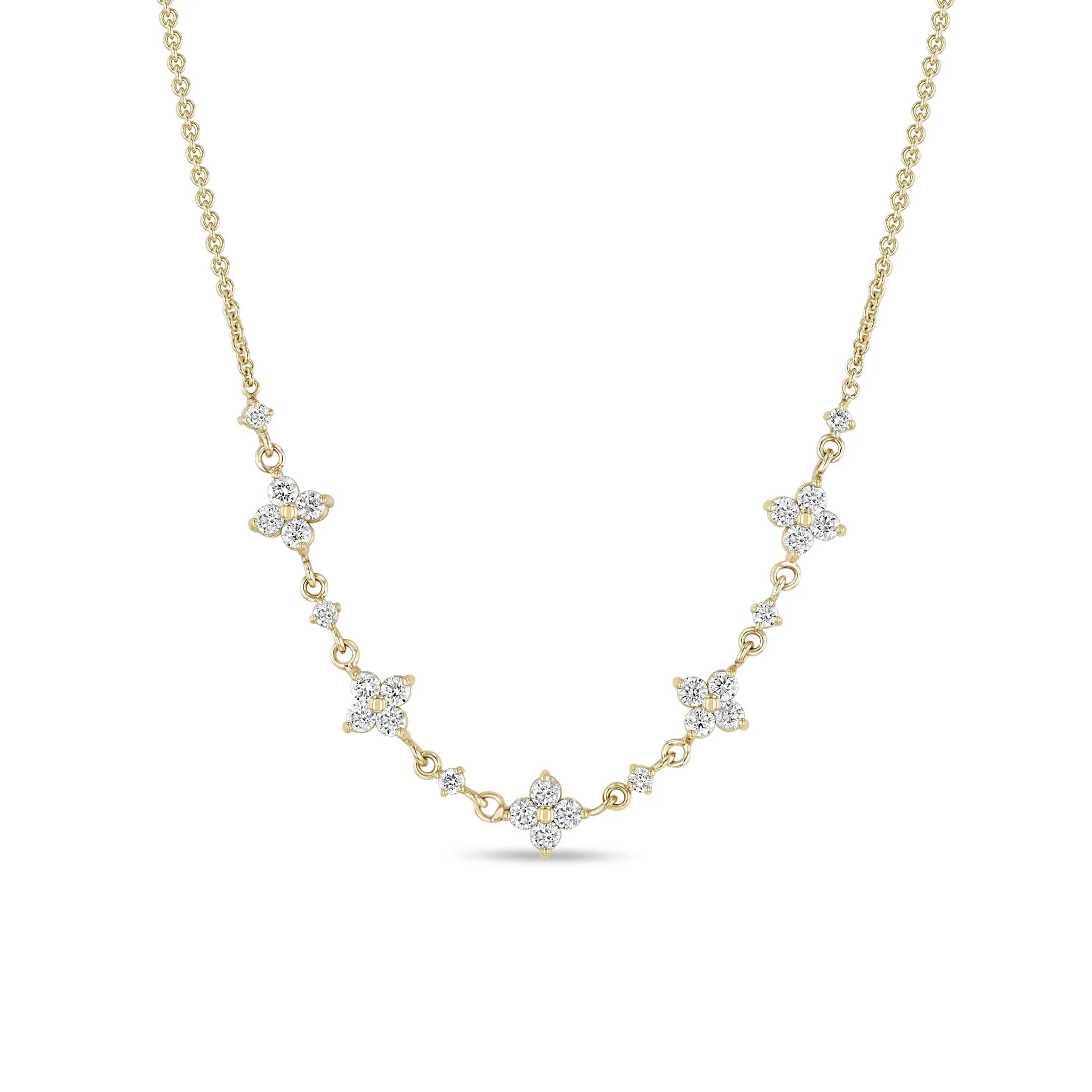 14k 5 Diamond Quad & Linked Prong Diamond Segment Necklace sold by Zoe Chicco