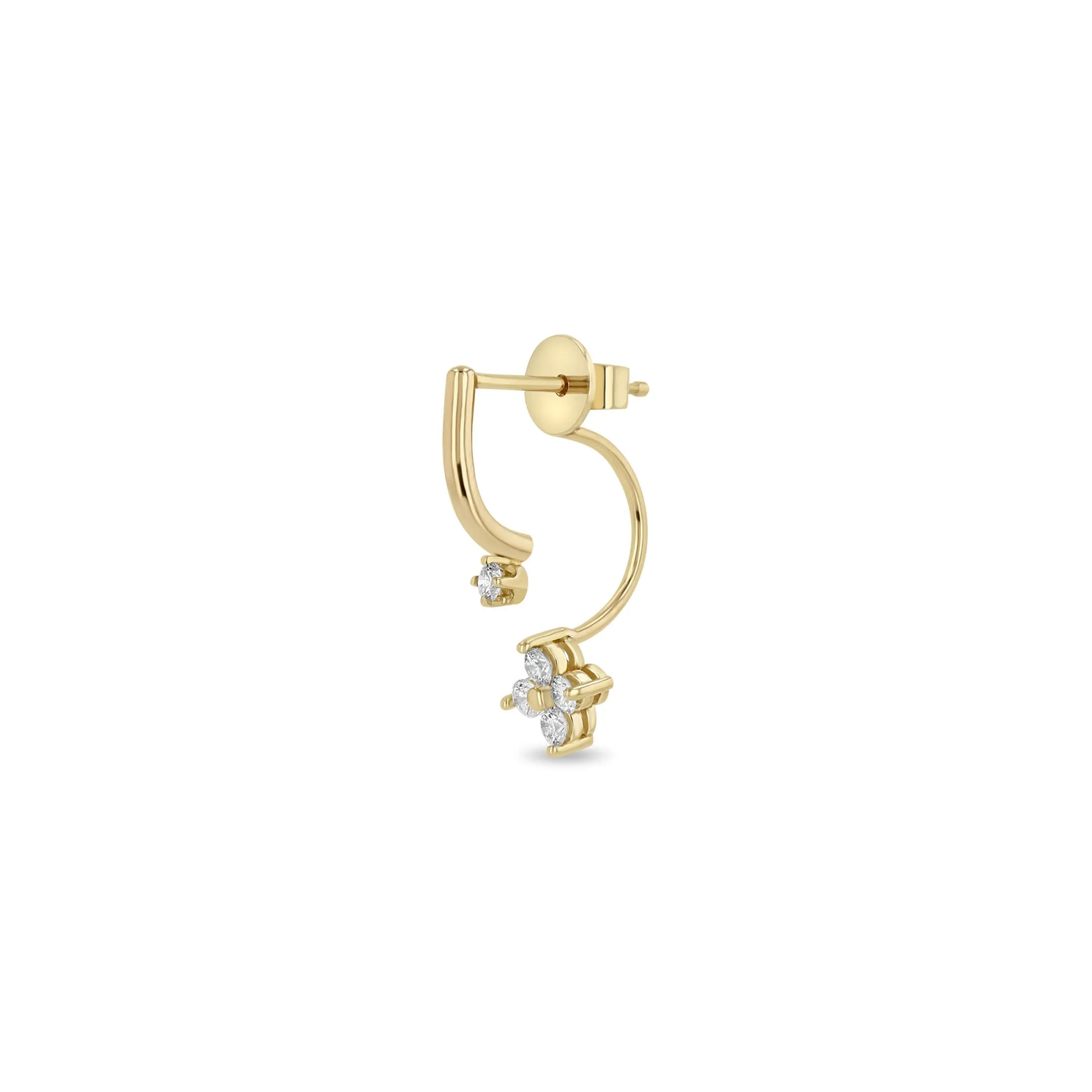 14k Prong Diamond Curved Bar Drop & Diamond Quad Jacket Earrings sold by Zoe Chicco product image thumbnail 5