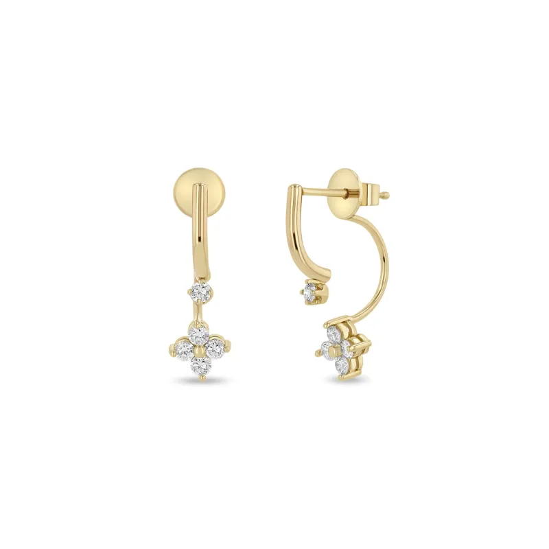 14k Prong Diamond Curved Bar Drop & Diamond Quad Jacket Earrings sold by Zoe Chicco